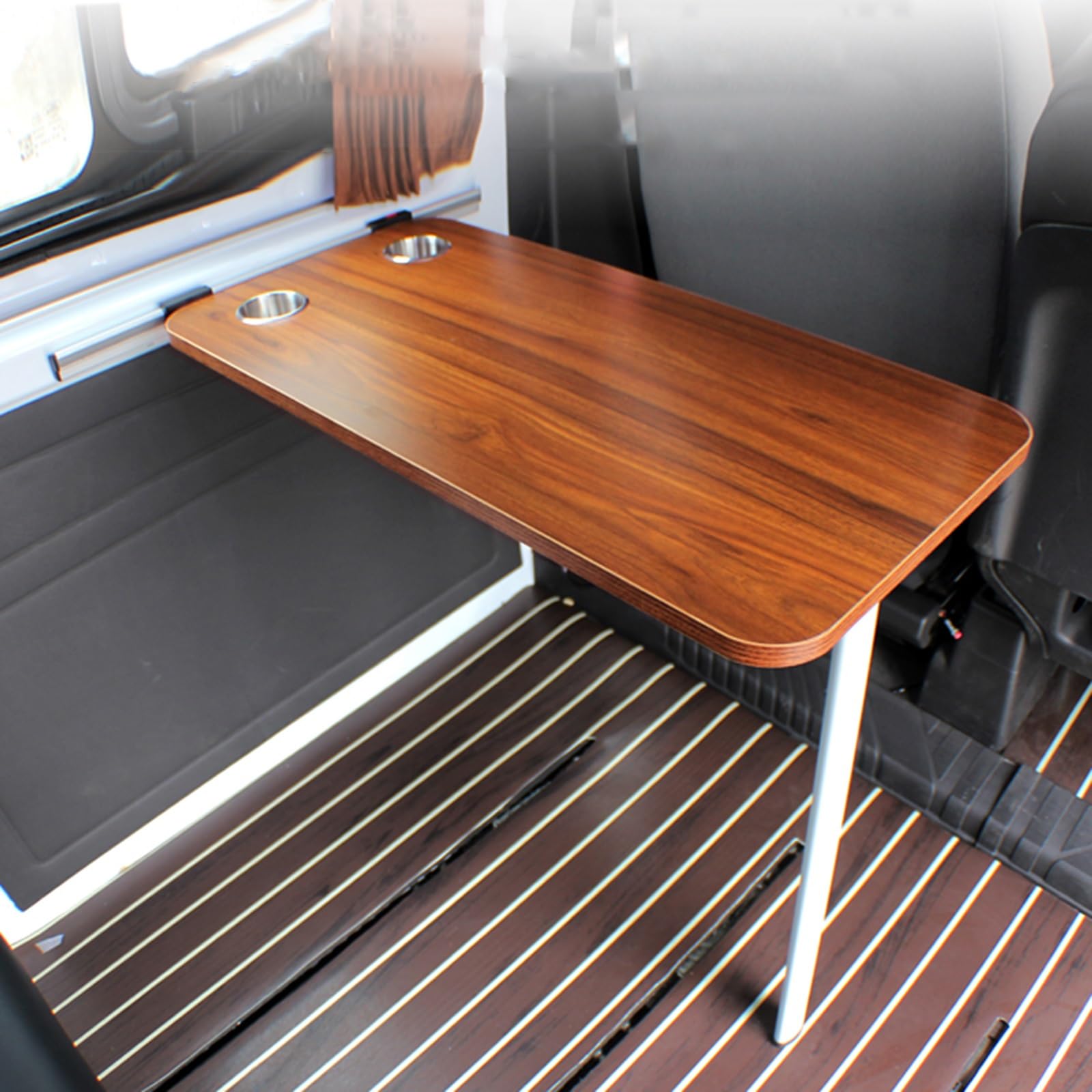 Tablero de Madera para Mesa de RV, Encimera de Repuesto Extraíble para RV, Escritorio Rectangular con 2 Portavasos, Panel de Mesa para Caravana, 80 x 40cm(Red)