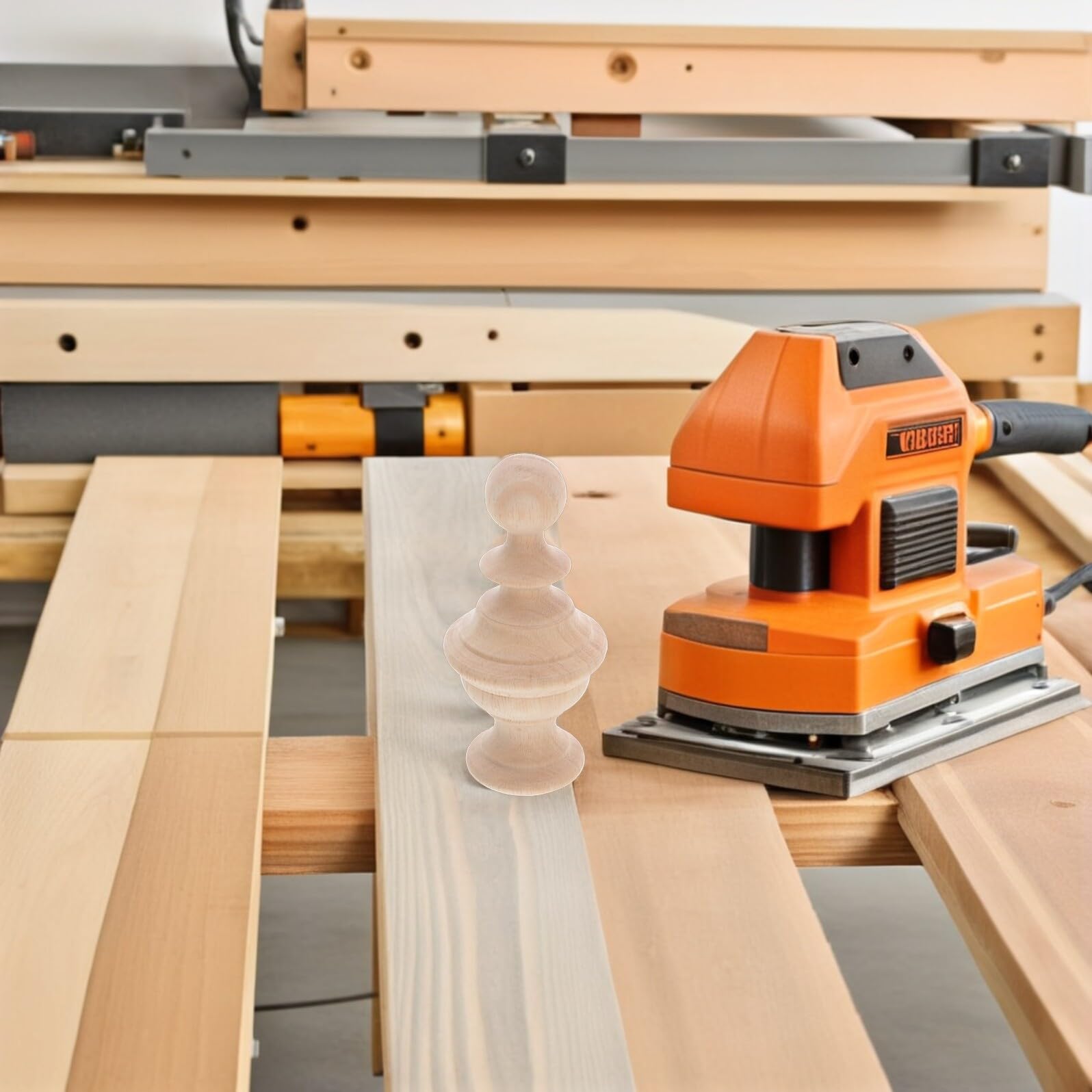 WOONEKY Remates Decorativos de Madera Resistentes Acabado Natural 3 Piezas para Postes de Cama y Barandillas de Escalera para Decoración Hogareña