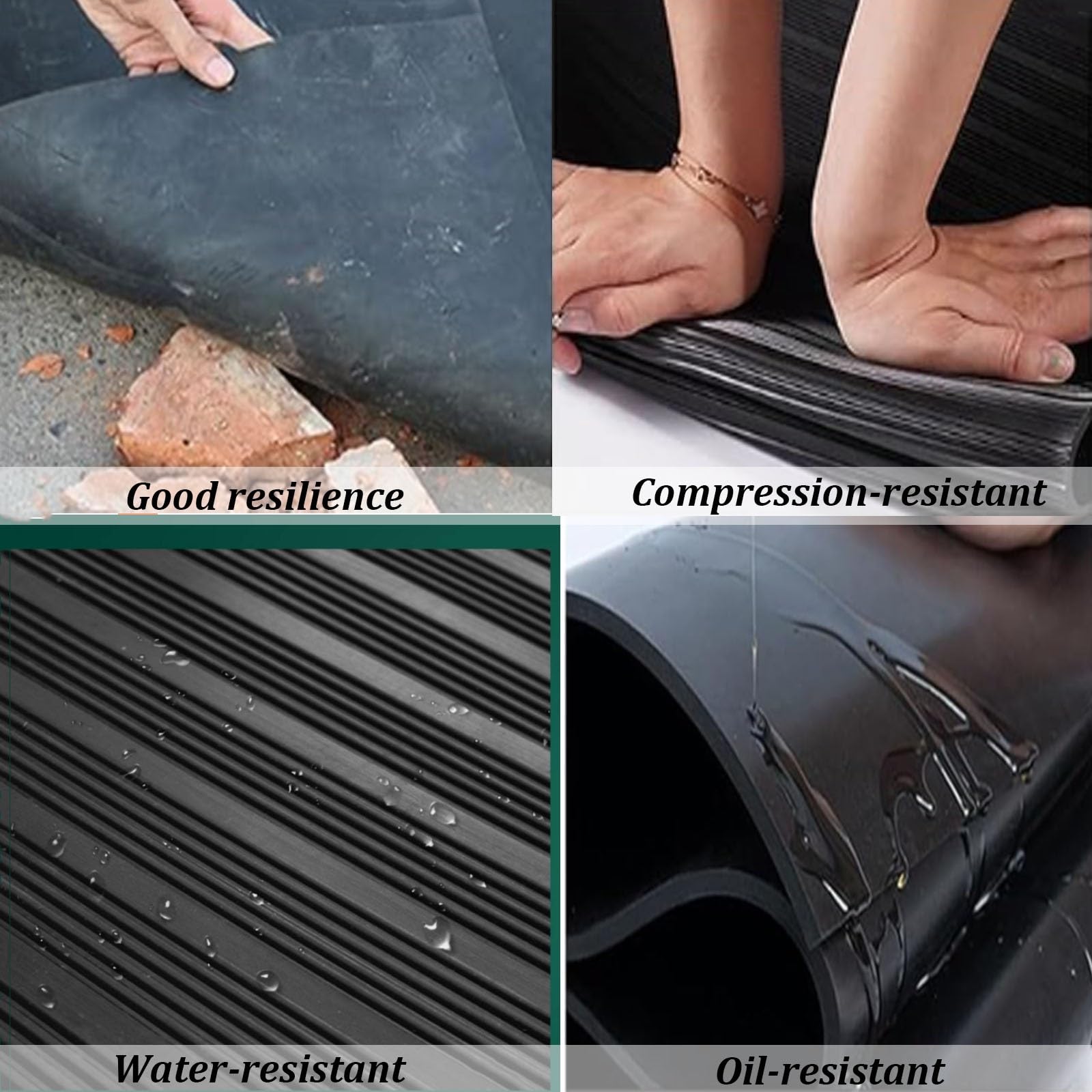 Alfombrilla de Seguridad eléctrica de Caucho de Gran tamaño, Manta de Aislamiento dieléctrico no conductora, Alfombrilla de Suelo Aislante de Alto Voltaje para electricistas(Black,1m)