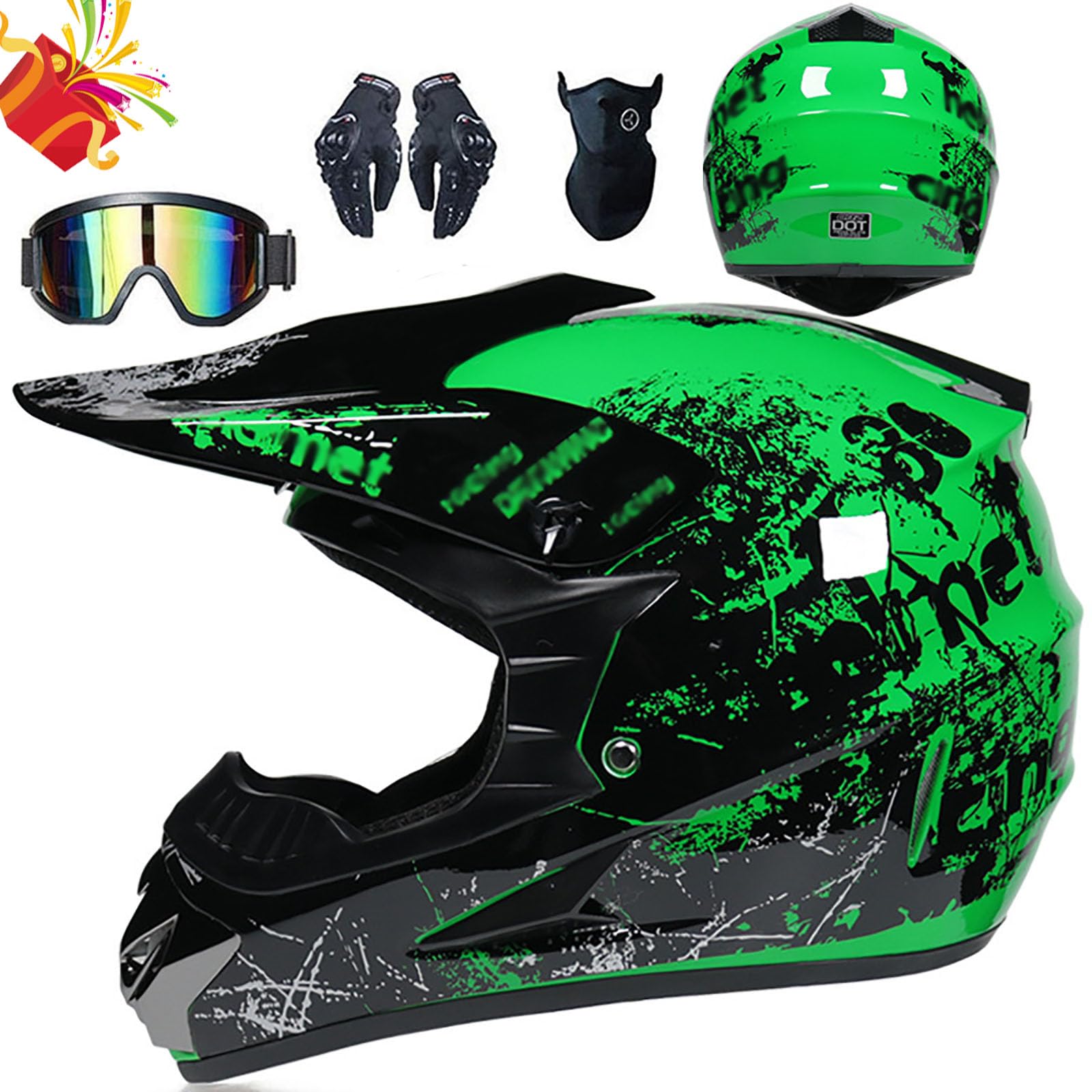 Dziecięcy kask motocrossowy (4 sztuki) Kask motocyklowy Kask terenowy dla dorosłych Quad Bike Downhill ATV MTB Go Karting Kask z certyfikatem ECE