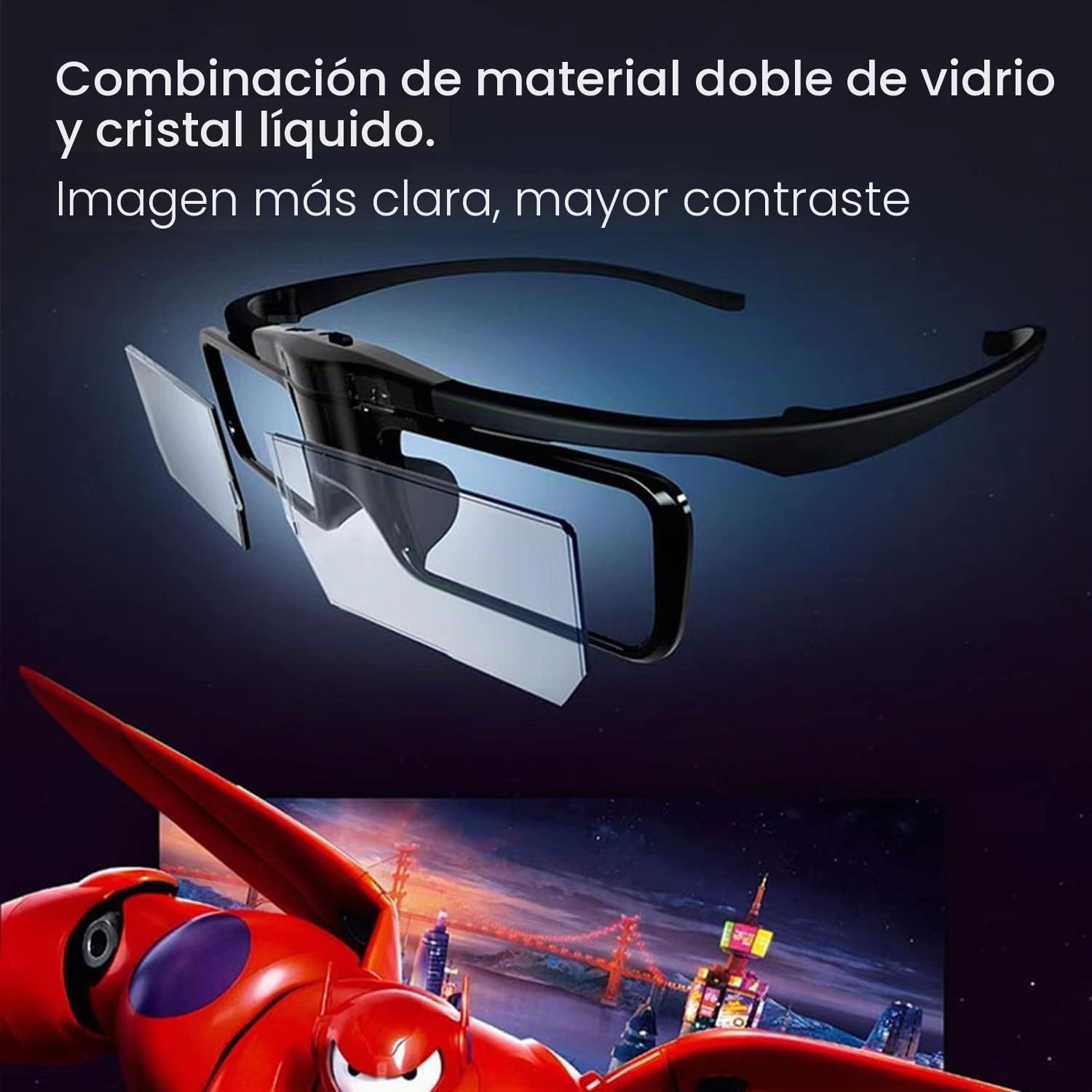 Gafas 3D activas JMGO – Compatibles con proyectores 3D DLP-Link JMGO, 26 g, diseño Moderno, hasta 40 h de batería, Recargables (Negro)