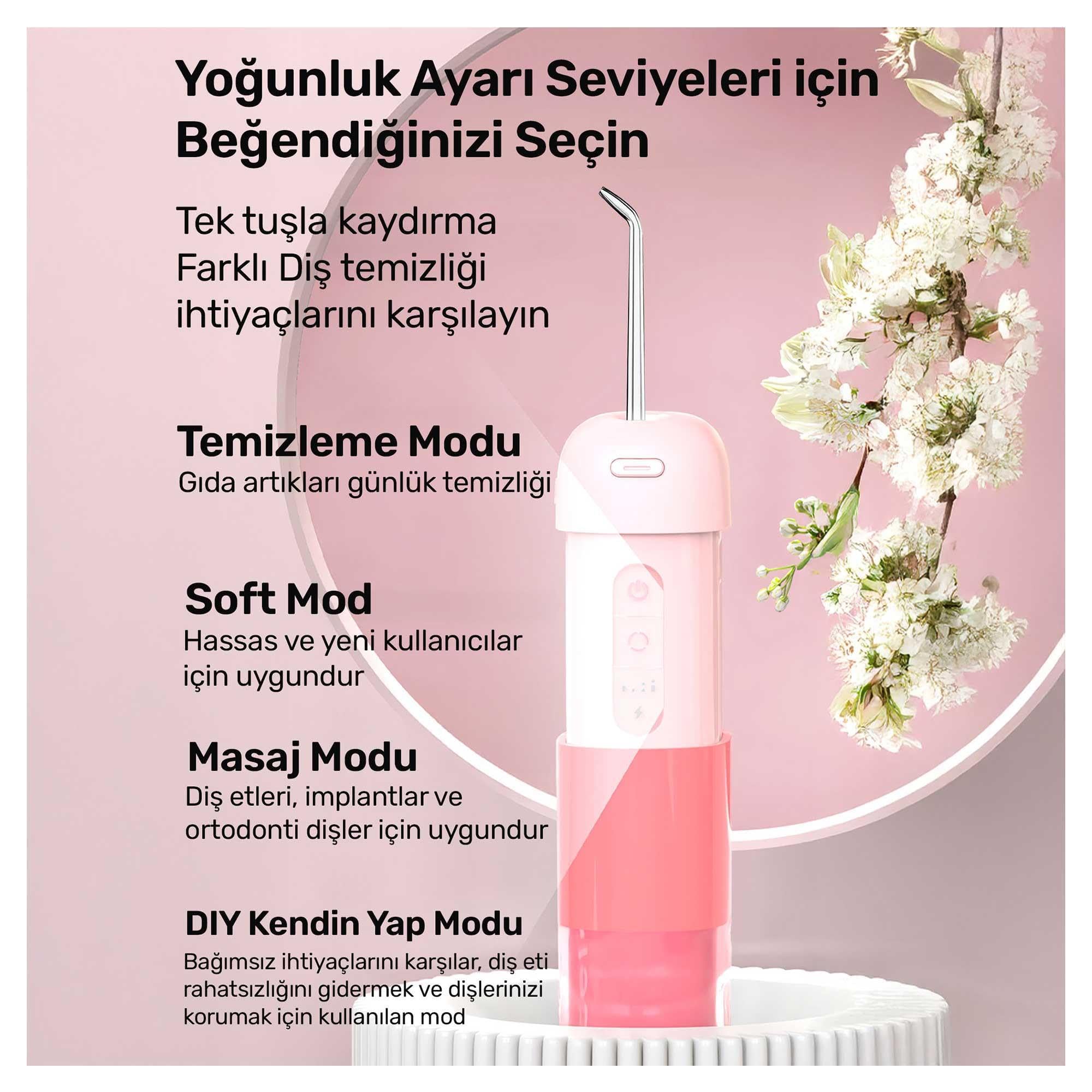 NPO Nicefeel FC5170 Mini Taşınabilir,Şarjlı, Diş Teli/Protez Bakım ve Profesyonel Ağız Duşu (Pembe)