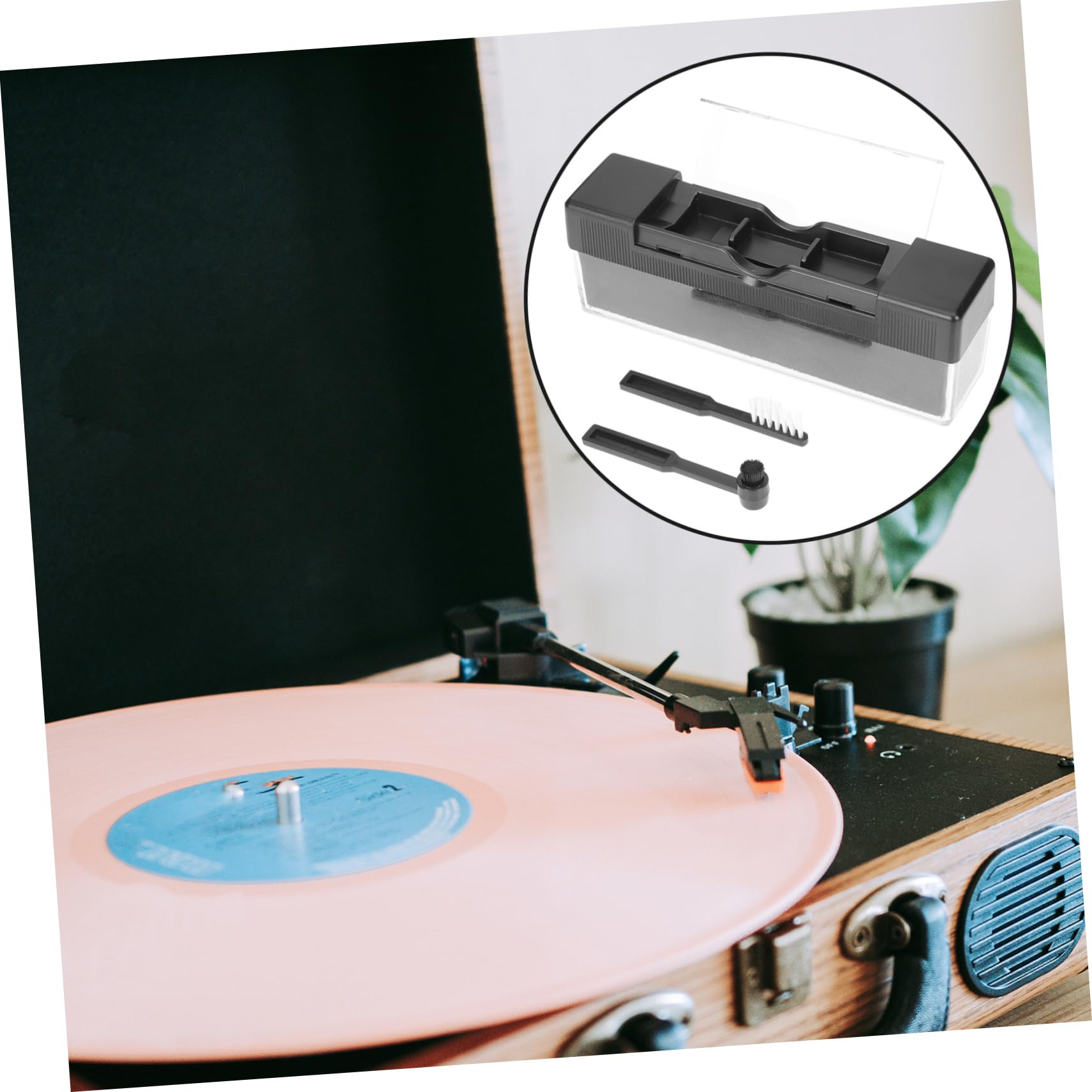 Gadpiparty 1set Vinyl Record Cleaning Kit Phonograph Cleaning Brush for Dust Removal Record Tool for Crisp Sound Quality and Performance