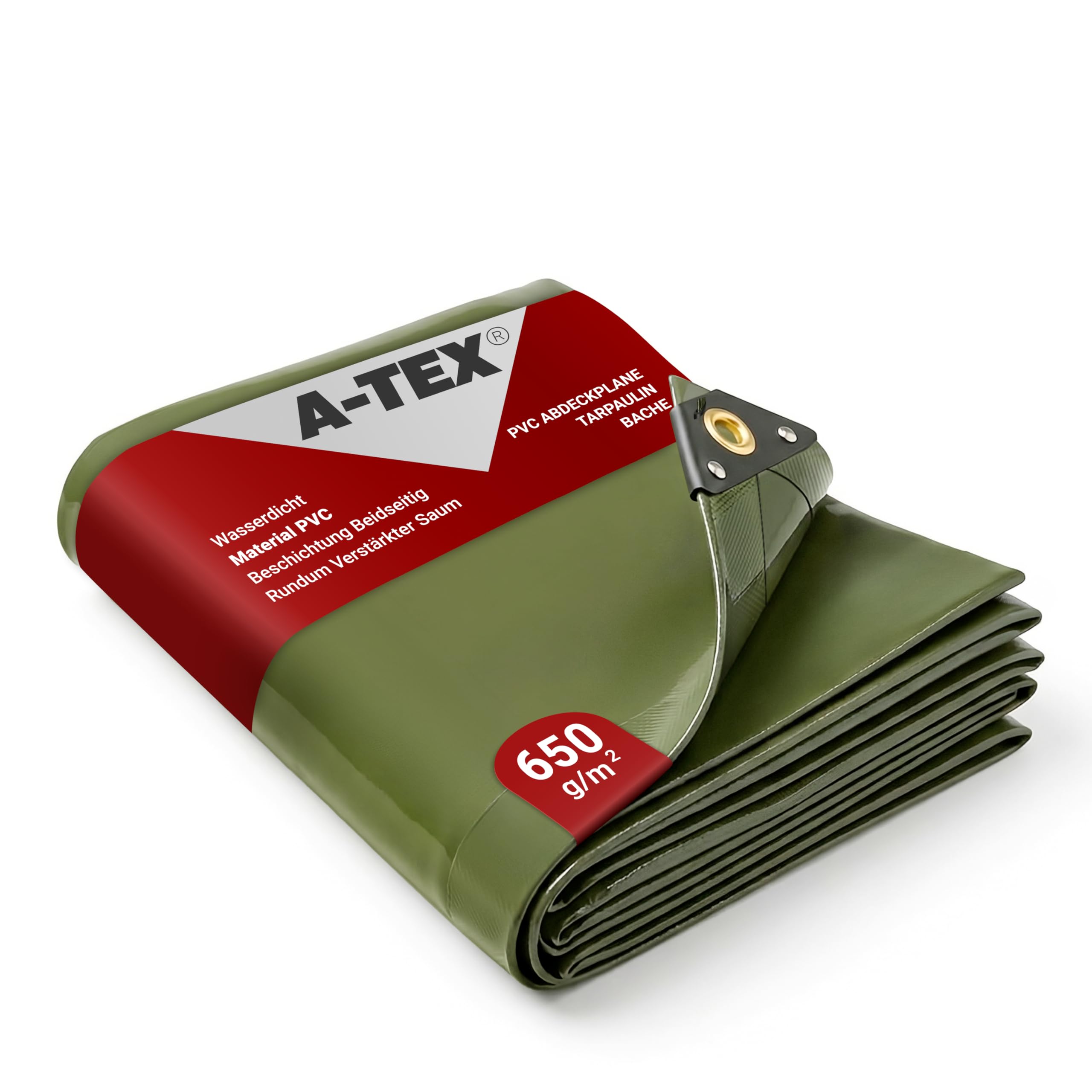 A-TEX® PVC Abdeckplane 650 g/m² LKW Plane mit Ösen (Grün, 2 x 3 m) | Verschiedene Größen und Farben wählbar | Gartenplane Bauplane Bootsplane Holzplane | wasserdicht | reißfest | uv-stabilisiert
