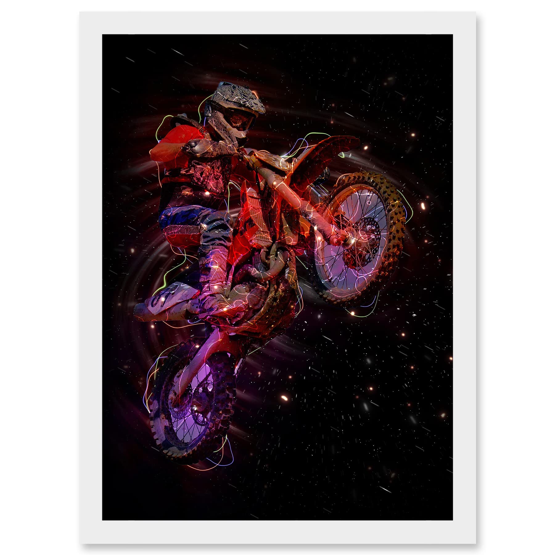 Wee Blue Coo Electric Light Motocross Dirt Bike Artwork Framed Wall Art Print A4
