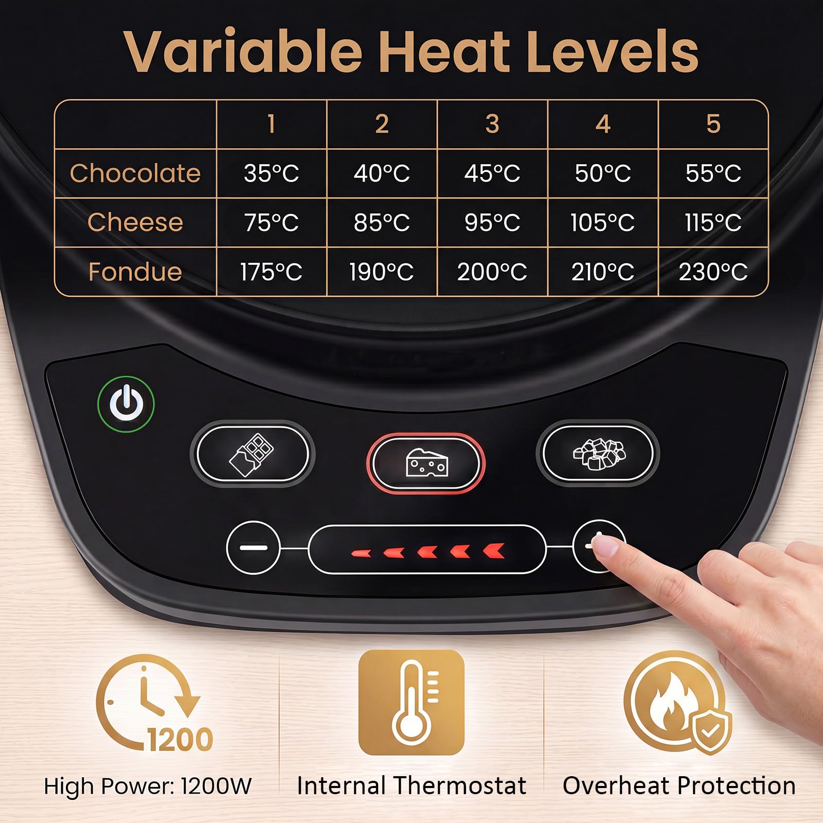 LIFEZEAL - Juego de fondue de 3 l para 6 personas, aparato de fondue eléctrico de 1200 W de acero inoxidable con termostato ajustable, base extraíble y 6 tenedores, para queso, chocolate y caldo