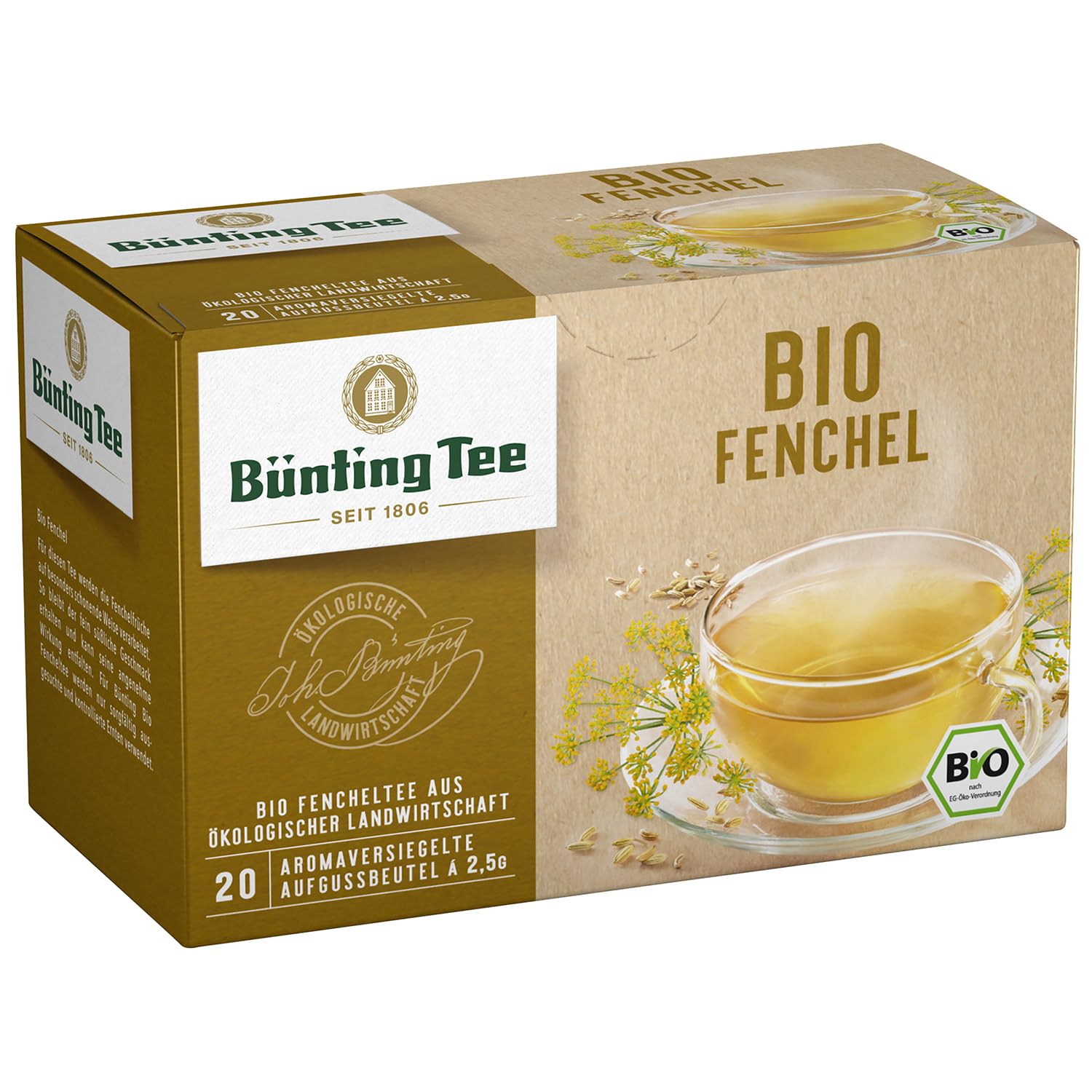 Bünting Bio-Fenchel, Infusiones, Bolsas de té (12 Unidades)
