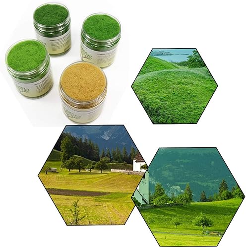 CFA6 4 x 1.23 oz Mixto 0.197 in Hierba Estática Terreno Polvo Verde Hierba Falsa Jardín Miniaturas Paisaje Artificial Mesa de Arena Modelo Diseño