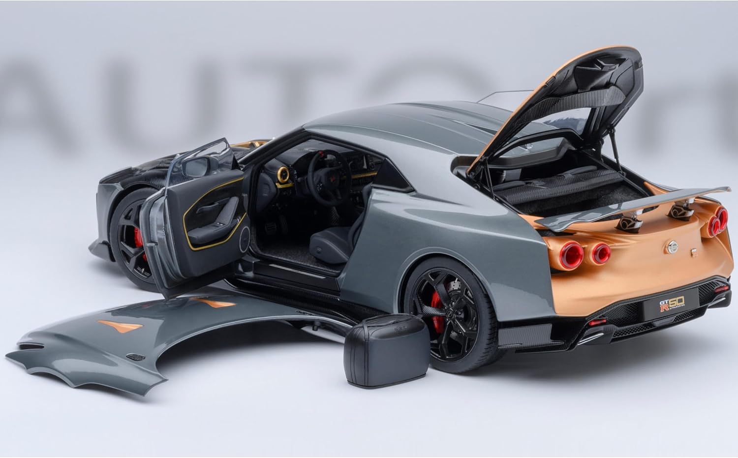 GT-R50 by ItalDesign Goodwood Version Liquid Kinetic Gray Metallic with Gold Accents 1/18 Model Car by Autoart AA77510