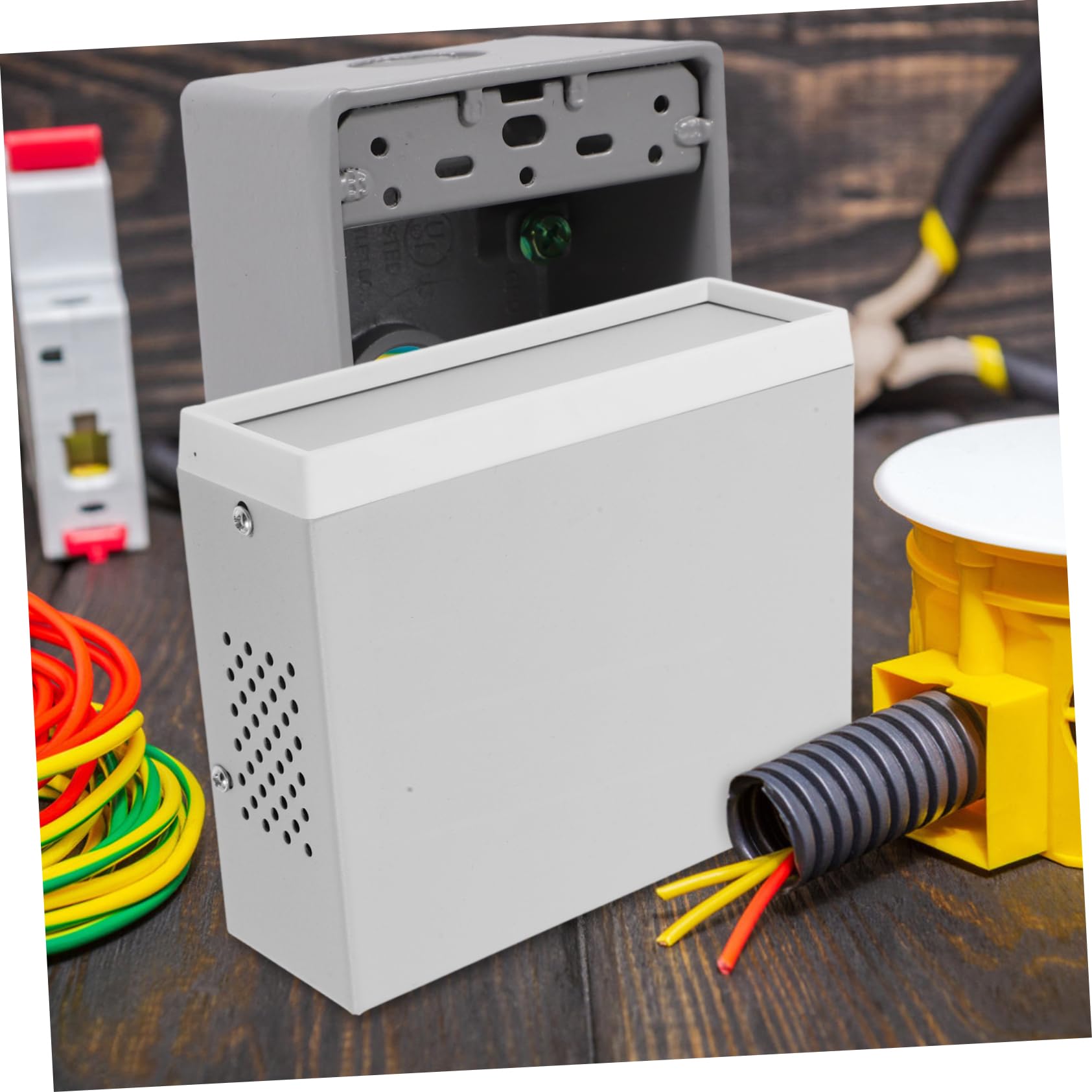 Hemobllo Scatola Di Progetto Elettrico in Metallo Grigia 50x150x120mm Pannelli Frontale e Posteriore Resistente Per Dispositivi Elettronici e Progetti Diy
