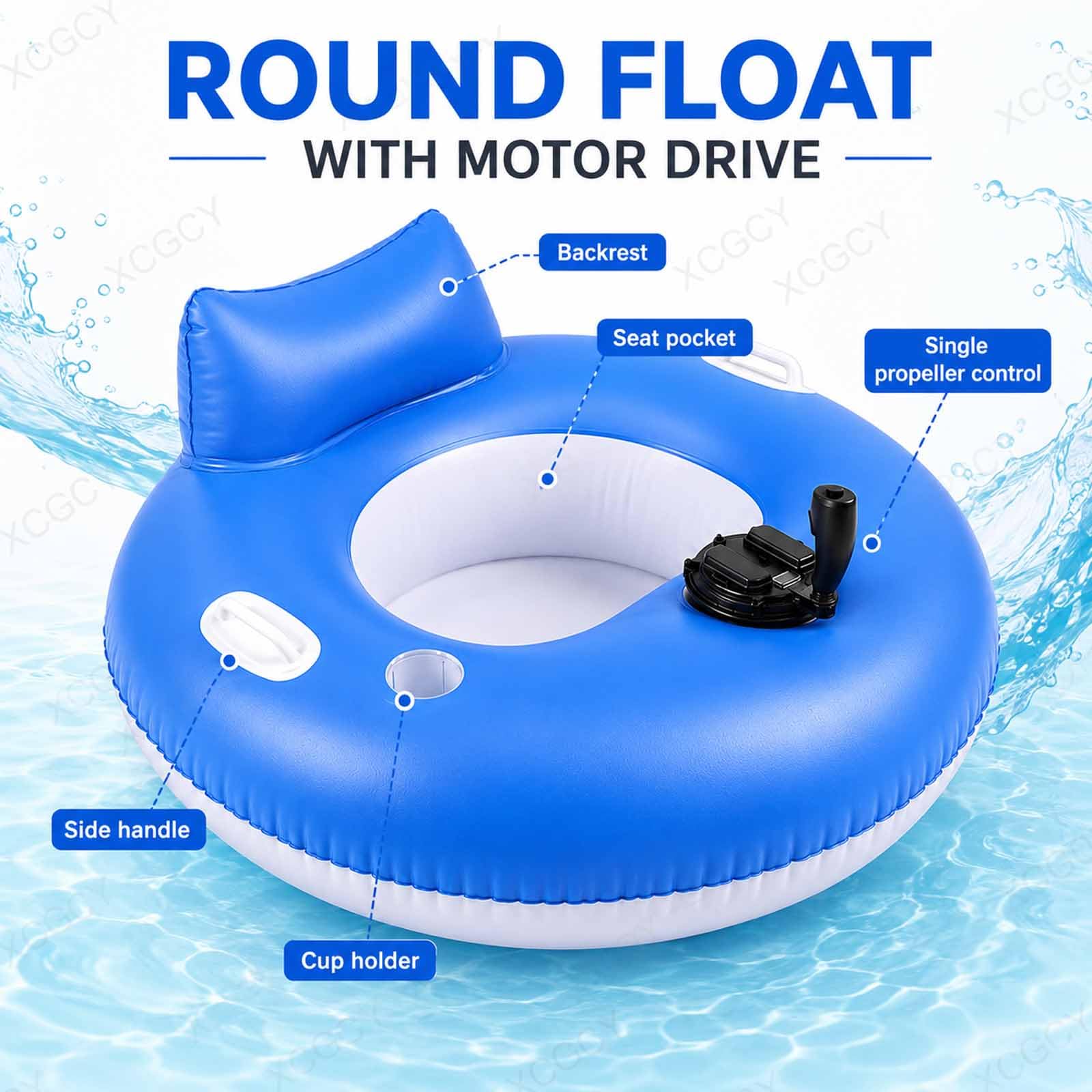 Materassino Galleggiante Motorizzato Per Piscina Per Adulti, Lettino Gonfiabile Elettrico Per Piscina, 113 Kg, 40-60 Min, 2 Motori, Joystick 360°, Ricaricabile, 168×109 Cm, Per Piscine E Acque