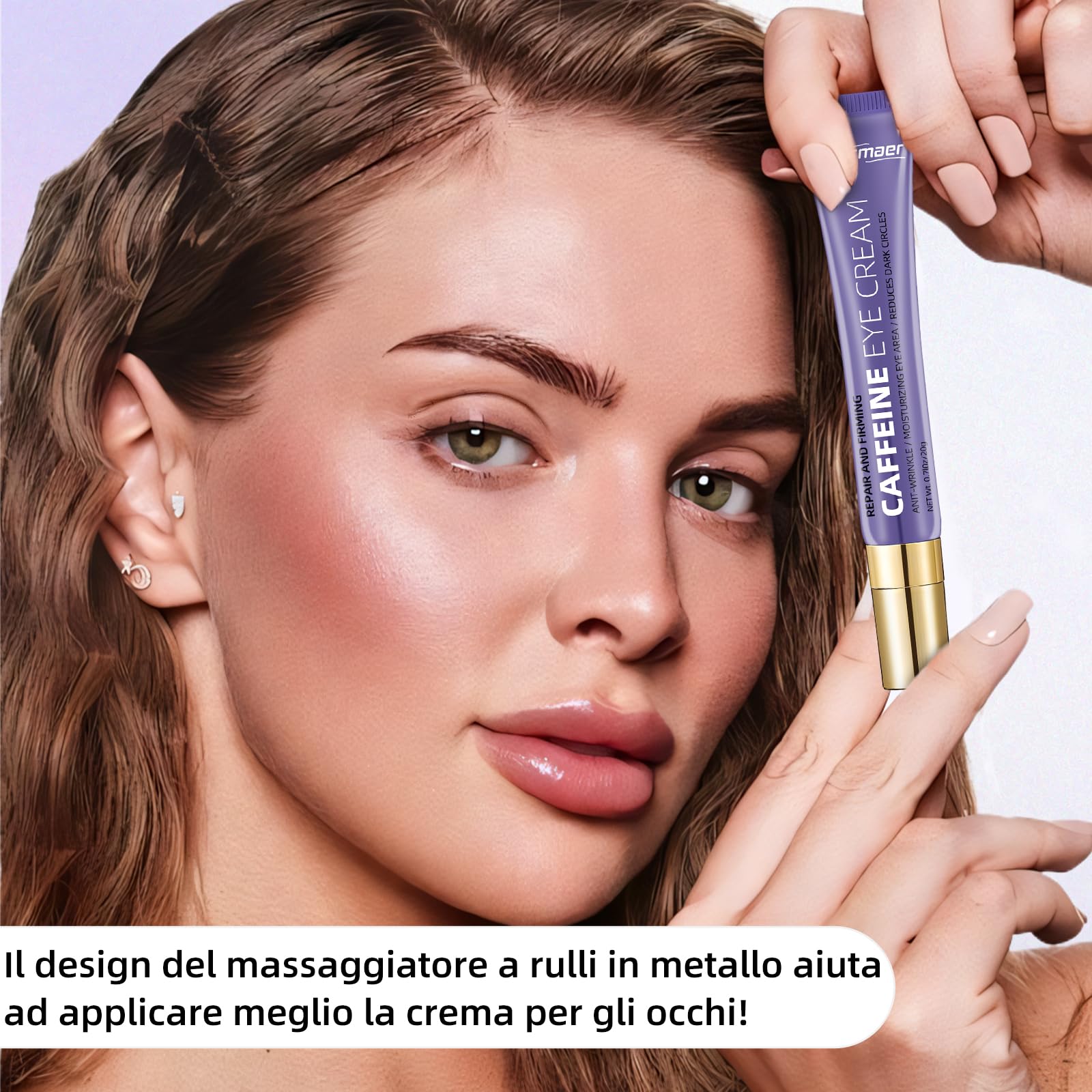 Crema Contorno Occhi alla Caffeina 20g, Riduce le Occhiaie e il Gonfiore, Contiene Niacinamide e Acido Ialuronico, Idratante, Adatta a Tutti i Tipi di Pelle