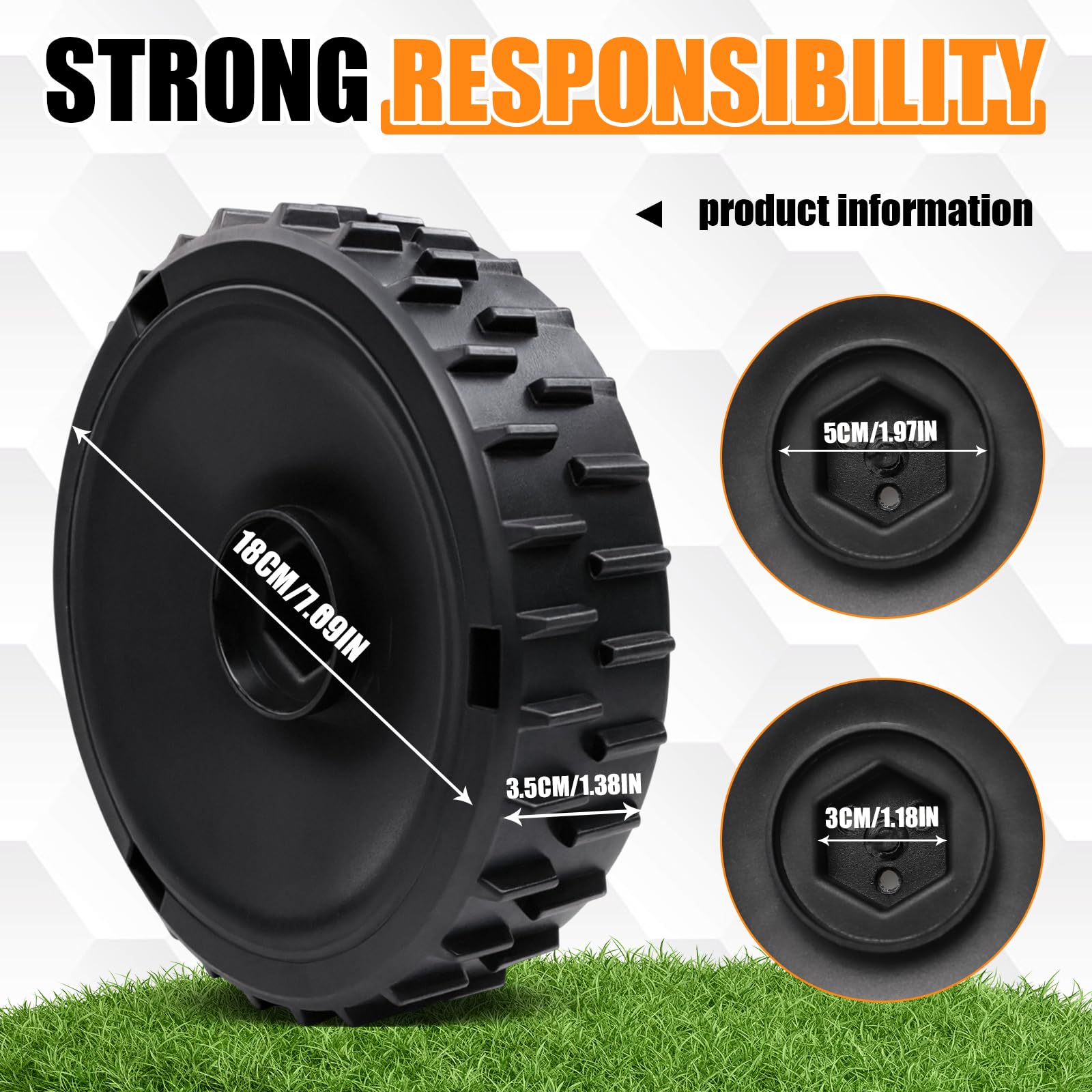 2 ruote anteriori di ricambio per tosaerba, compatibili con Gardena R38Li R40Li R50Li R70Li R80Li Husqvarna Automower 105/305/308, per una migliore capacità di salita, professionale su terreni