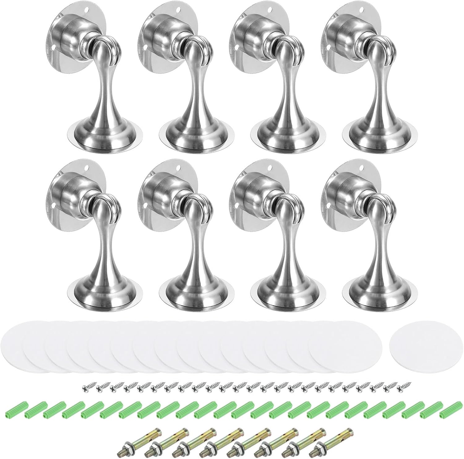 uxcell Magnetic Door Stoppers, 8Pcs Stainless Steel Magnetic Door Stoppers for Bottom of Door, Tall Door Holder to Keep Door Open, Black