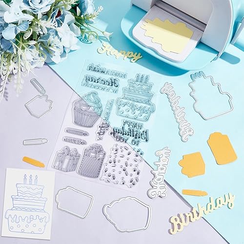 Miniatura 10 de INFUNLY Juego de sellos y troqueles transparentes de hojas troqueladas para hacer tarjetas, sellos de silicona, plantillas cortadas para álbumes de