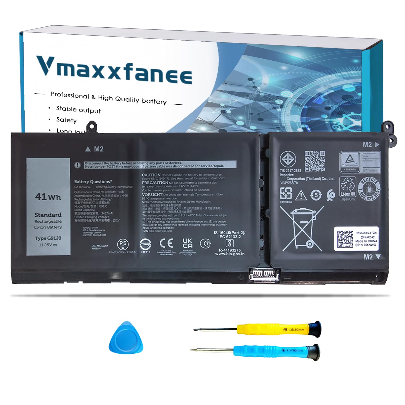 Amazon.com: Vmaxxfanee G91J0 41Wh Battery Replacement for Dell