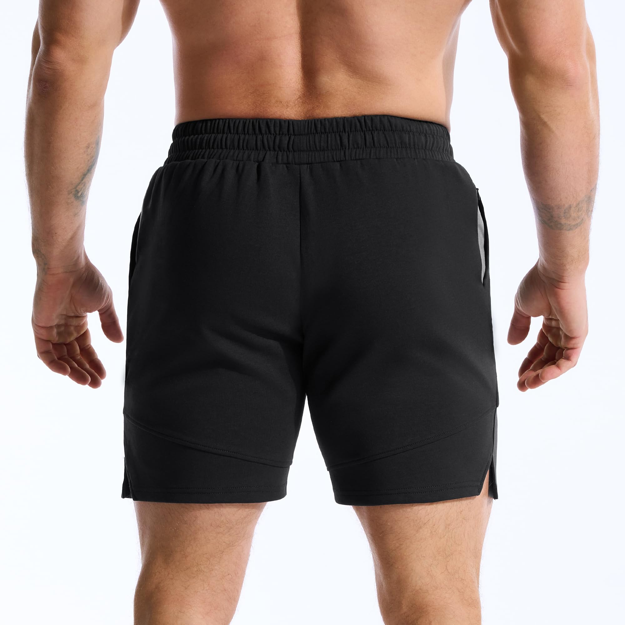 ZENWILL Slim Pantalones Cortos Hombre Gym Pantalon Deporte | Pantalones Cortos Algodon Hombre Bolsillo Cremallera, Pantalón Corto Gimnasio Transpirable, Pantalon Corto Hombre Running