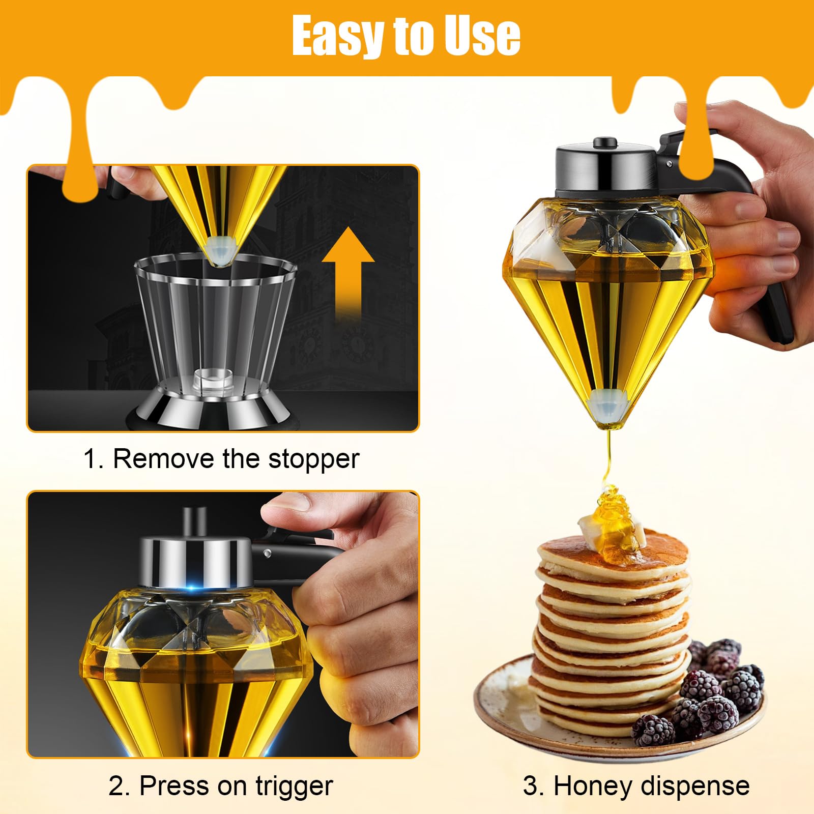 Dispenser Per Miele In Vetro Da 200ml - Contenitore Per Sciroppi E Salse, Con Base Antigoccia - Foto 9