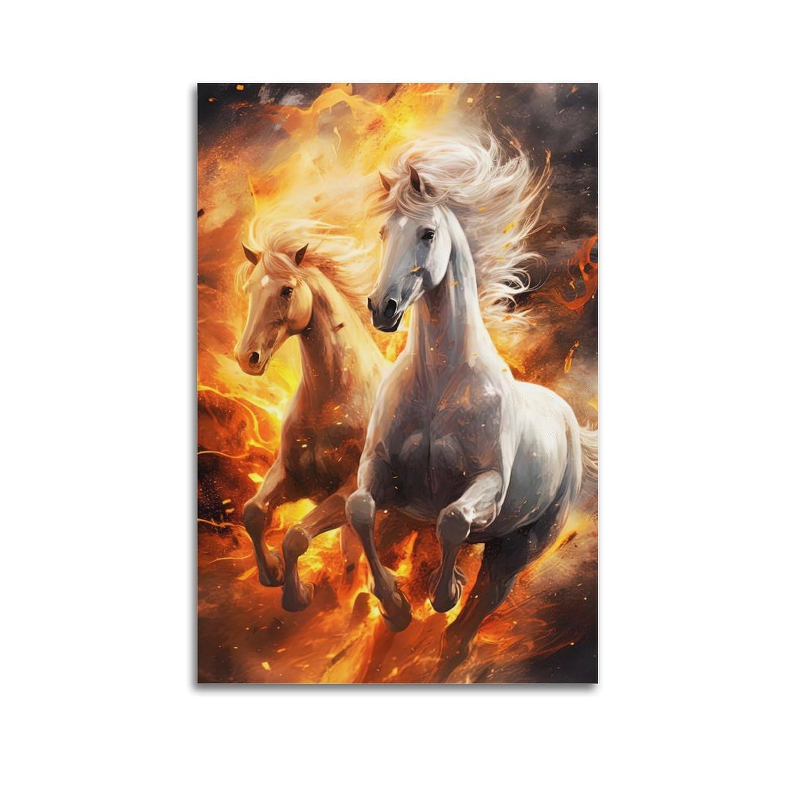 WPHSFX Animal Poster Two Horses Poster Decorative Painting Canvas Wall Posters And Art Picture Print Modern Family Bedroom Decor Posters 24x36inch(60x90cm)
