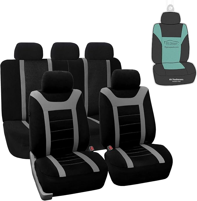FH Group Car Seat Covers Combo Sports Full Set Gray
