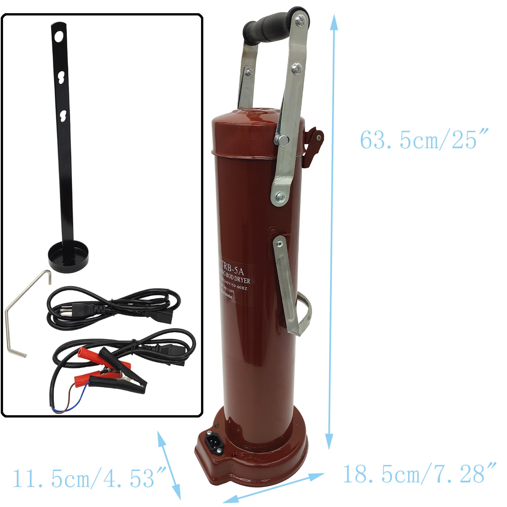 Secador de barra de soldadura de 5,4 kg, horno de secado de electrodos portátil, para electrodos de 17,7 pulgadas, varilla de soldadura de 600 ℉± 2℉