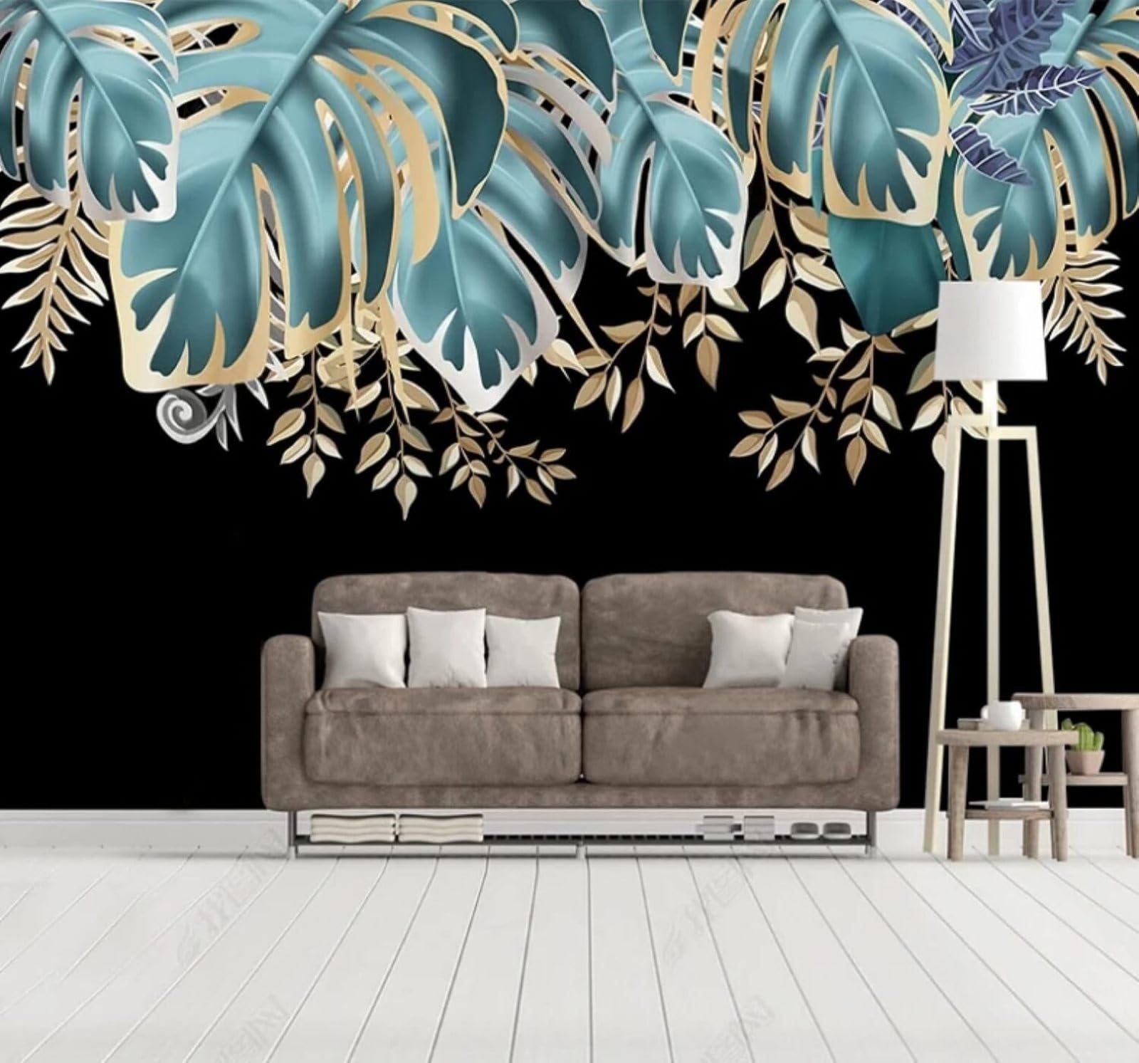 XLMING Luxury Gold Tropical Plants Leaves 3D Wallpaper Luxury Home Dining Decor Paste Sofa Living Room The Wall for Bedroom Mural-300cm×210cm