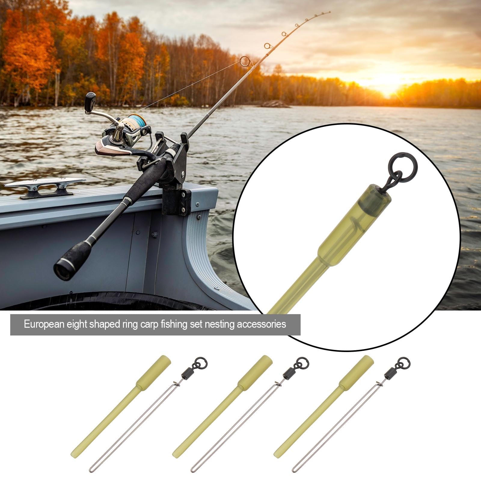 VGOL 20 Sets PVA Carp Fishing Swivels Connector Swivels PVA Tube Bags Fishing Line Connector 70mm Figure 8 Ring Making Accessories - Image 2
