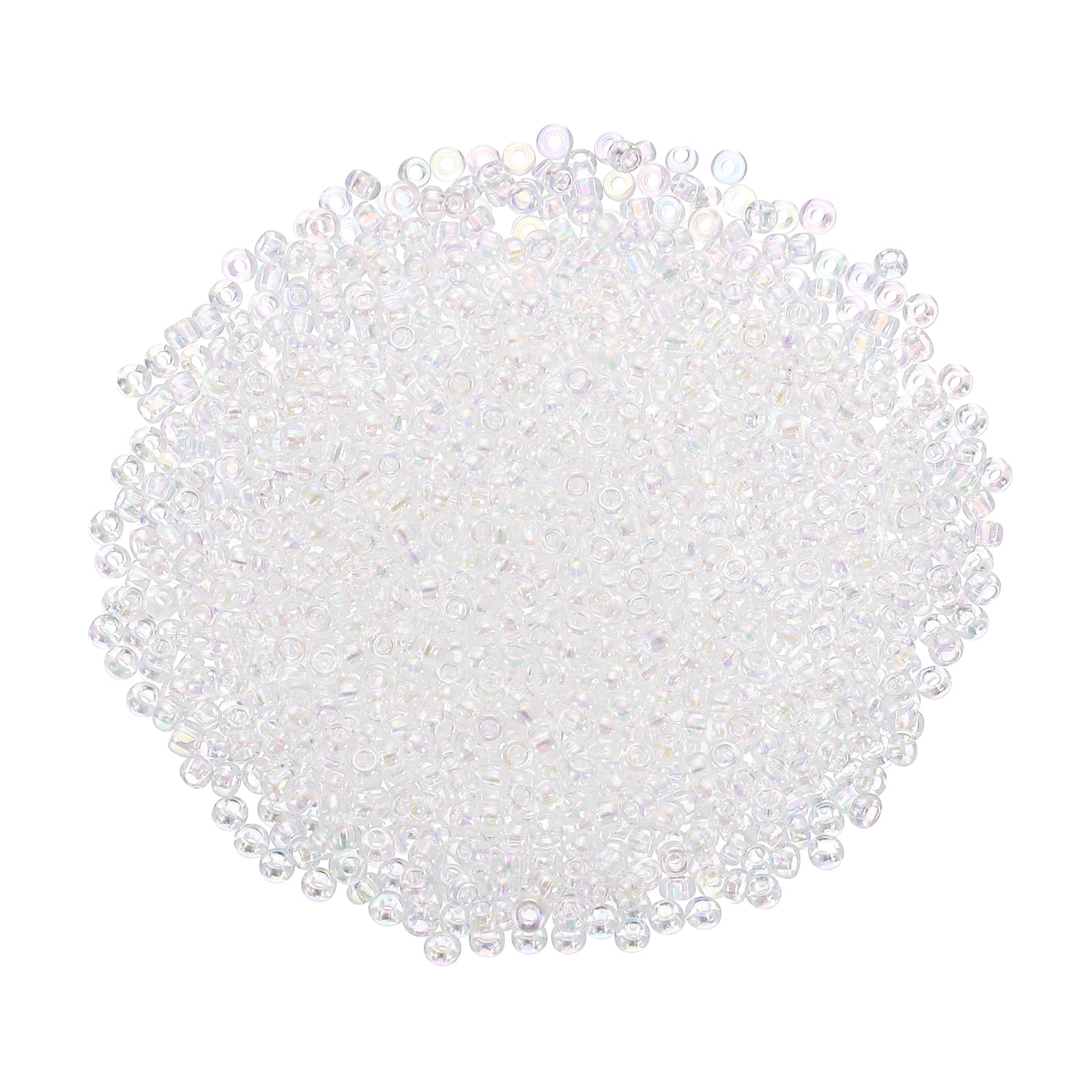 sourcing map 2000 Pcs Glass Seed Beads Bulk, 1.5mm Mini Loose Glass Bugle Beads for DIY Earrings, Necklaces, Bracelets, Jewelry Making, Clear
