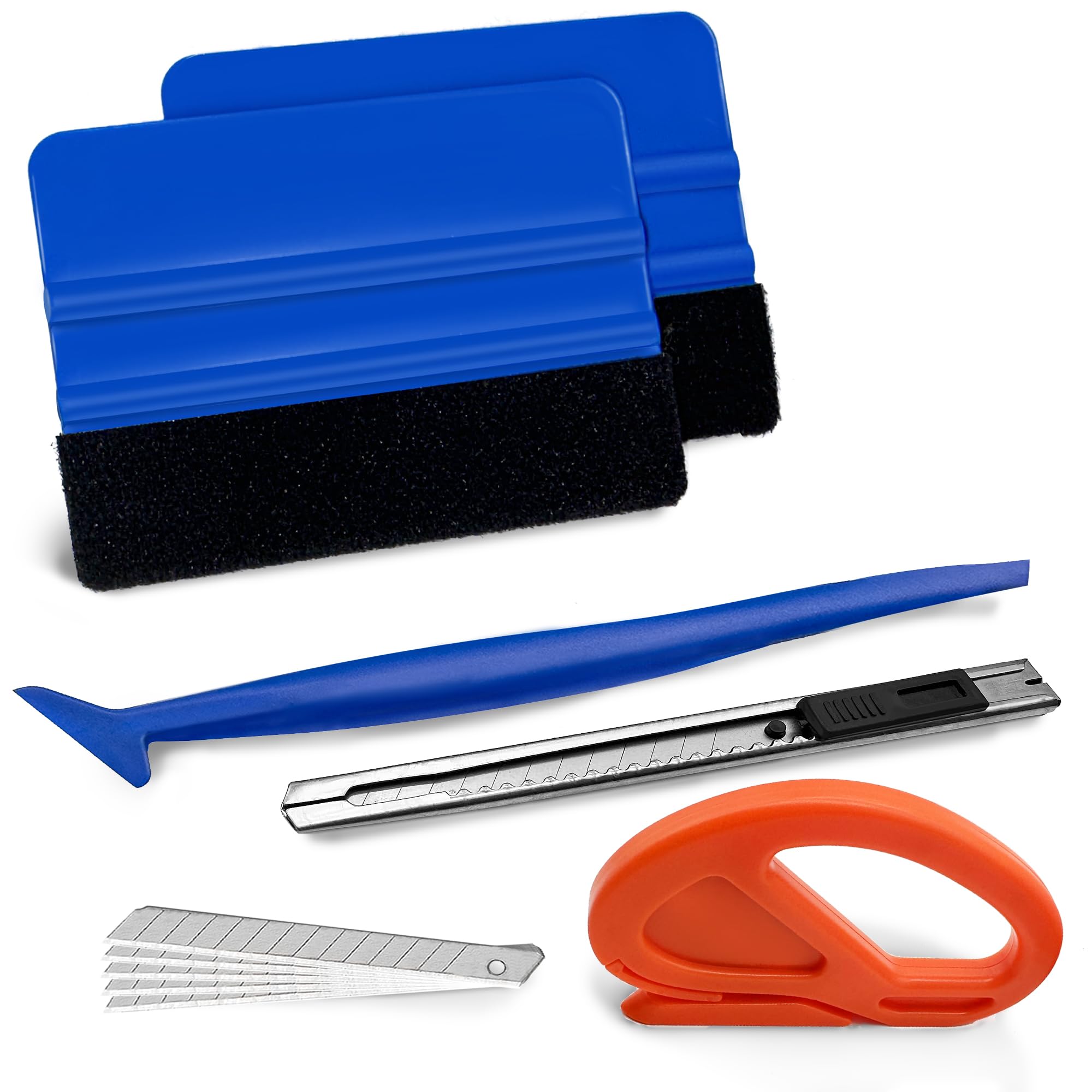 PBEE Car Wrapping Vinyl Kit Window Tint Film Application Tools with Edge Trimming Squeegee, 9mm Knife, Felt Squeegee