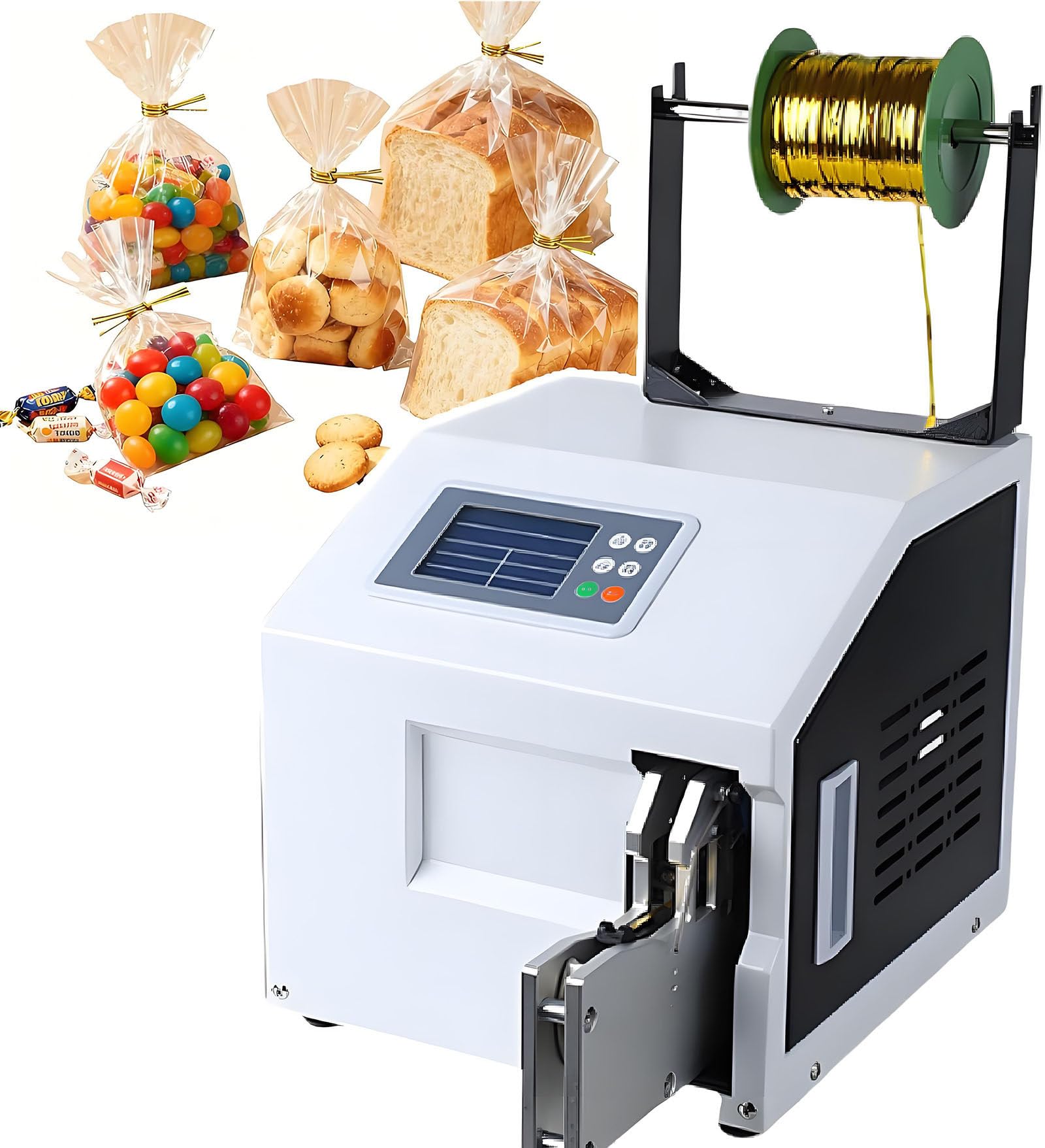 AityBuy Semi-Automatic Twist Tie Machine,Automatic Wire Twister,Wire Harness Binding Machine,Bag Closure Bundling Equipment,for supermarket, bakery Withoutwinding