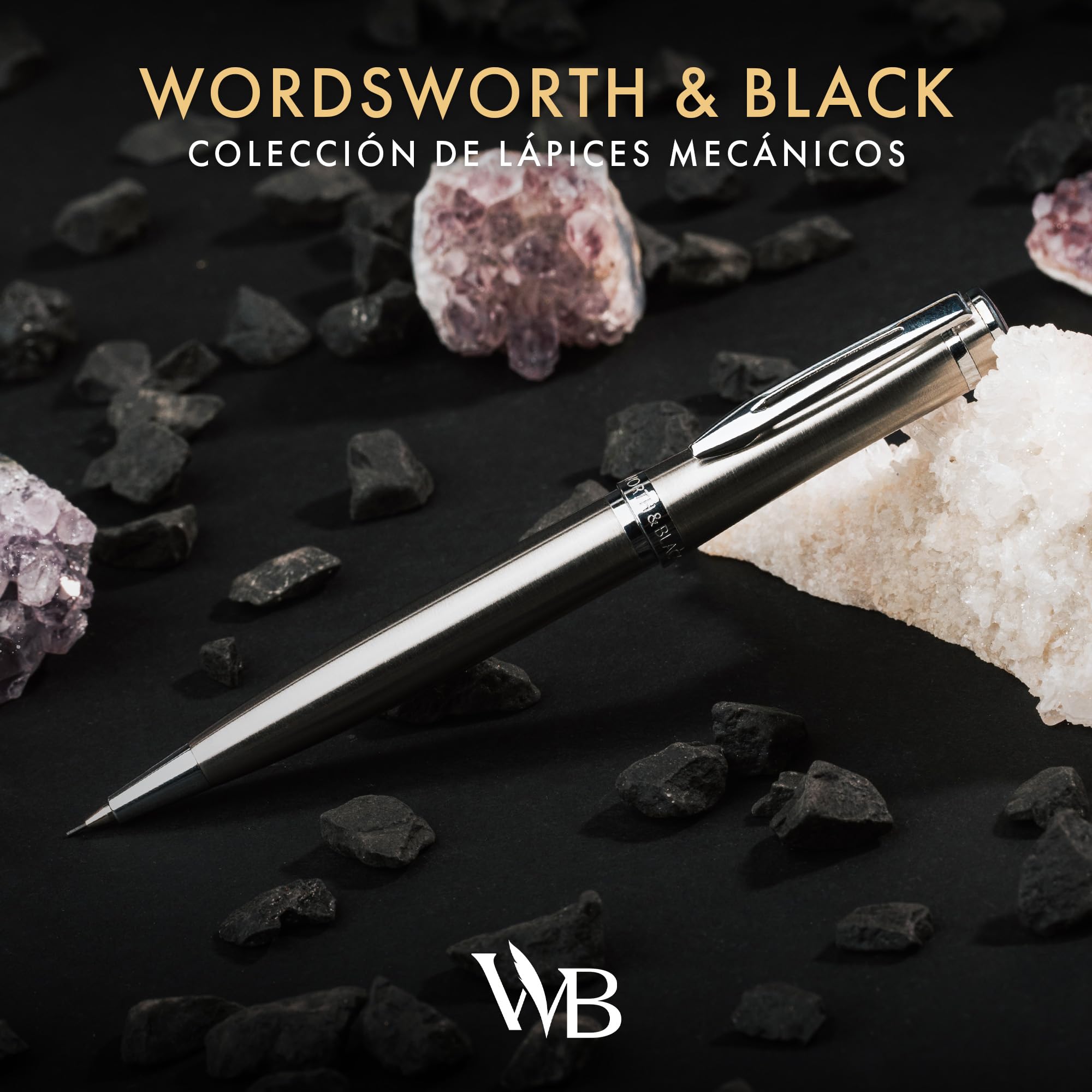 Wordsworth y Black Lápiz Mecánico Mina de Grafito - Acabado en Cromo Plateado, Mina de 0,7 mm, Mejor Set para Hombres y Mujeres, Lápices Profesionales de Oficina