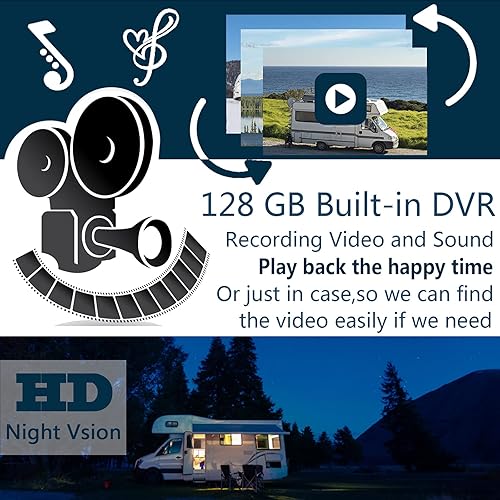 Miniatura 6 de 5 cámaras divididas grandes de 10.1 pulgadas 1080P pantalla de respaldo Monitor de audio y cámara DVR integrada de 128 GB para caravana, camión,