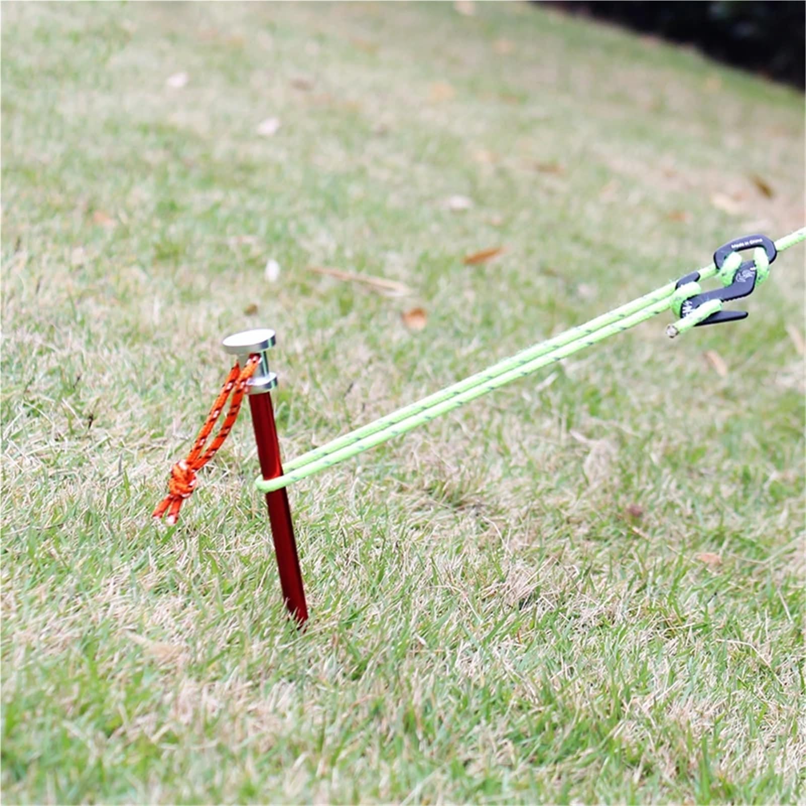 piquets de Tente, Lot de 6 piquets Tente en Aluminium 23 cm (9 Pouces), Jardin Robustes avec Cordon réfléchissant for hamac et Camping(Red)