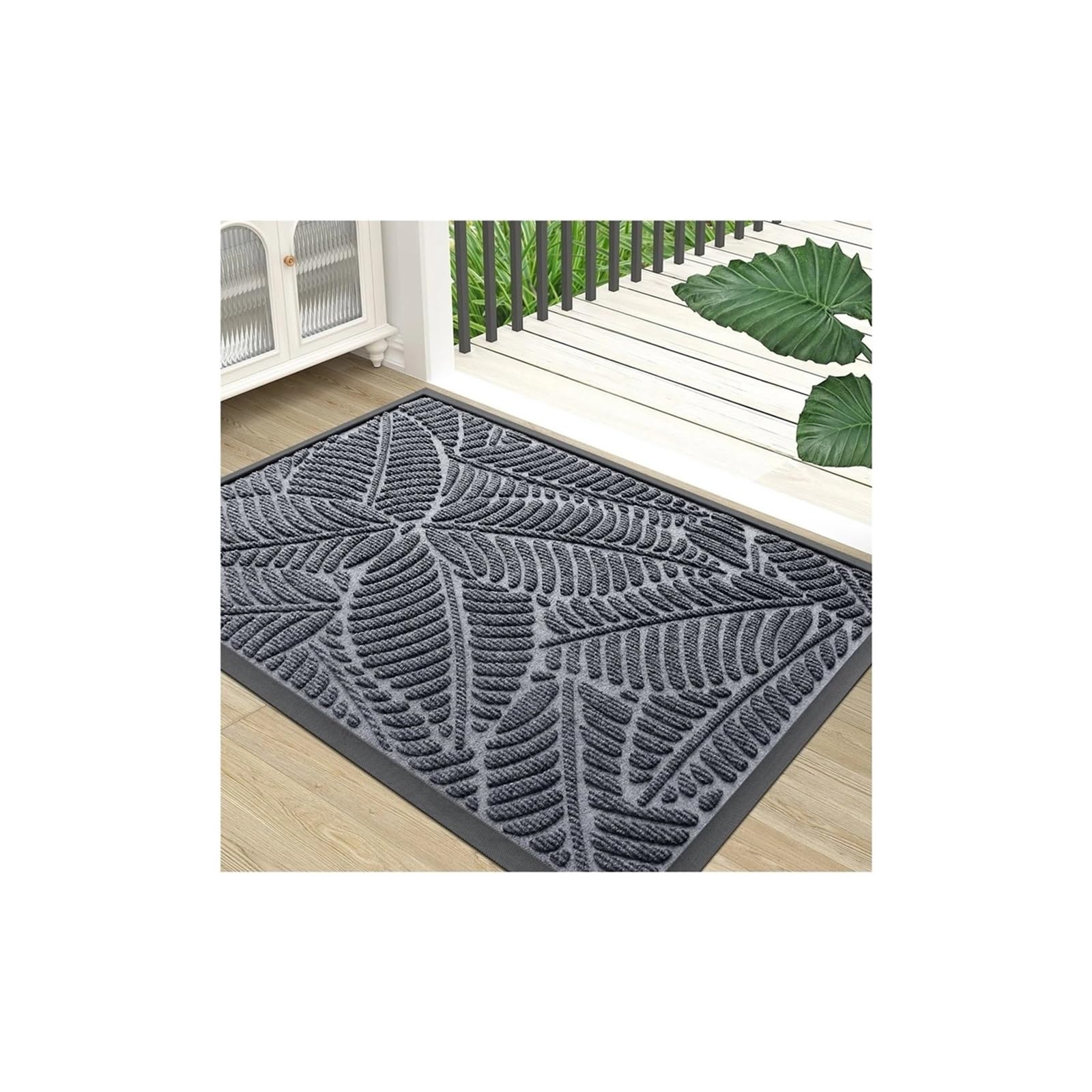 Paillasson d'entrée gris 43.3x75cm antidérapant et lavable