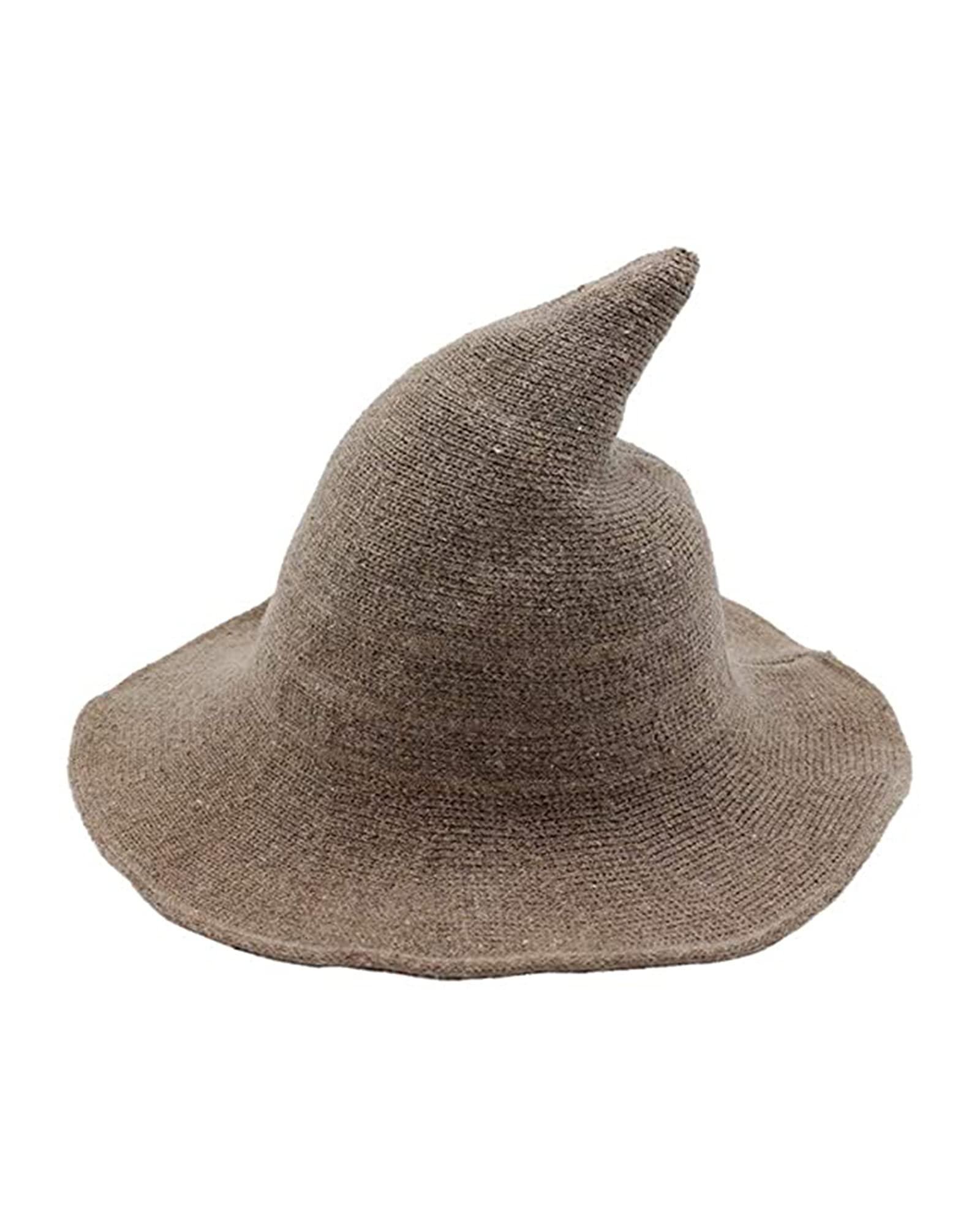 Acrawnni Women Halloween Wool Witch Hat Knitted Cap Partys Masquerade Cosplay Costume Accessory (Khaki, ONE Size)
