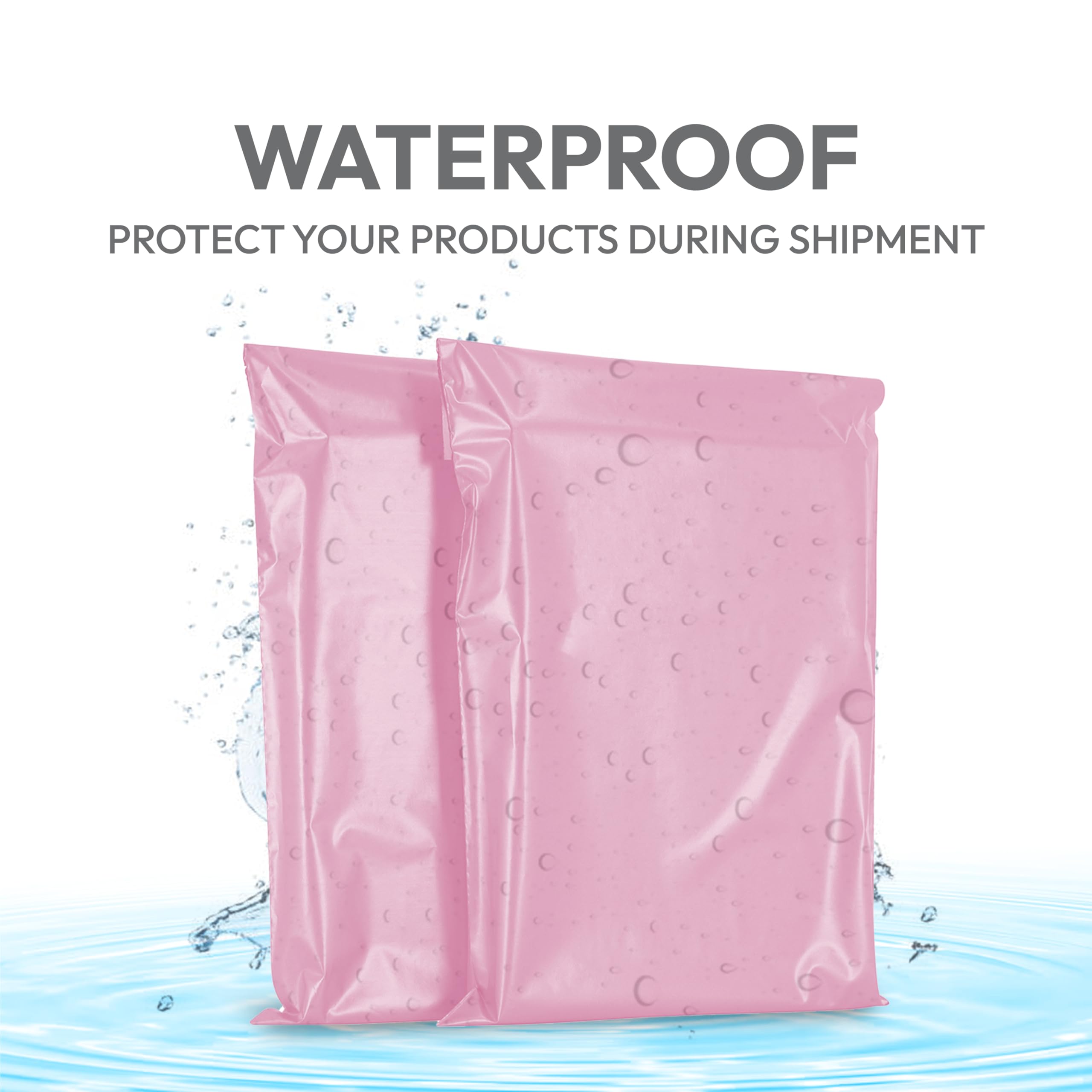delka Bolsas de correo, 100 bolsas de polietileno rosa de tamaño mixto, sobres de envío resistentes al desgarro para ropa, documentos, fuerte adhesivo autoadhesivo, impermeables y ligeras, color rosa
