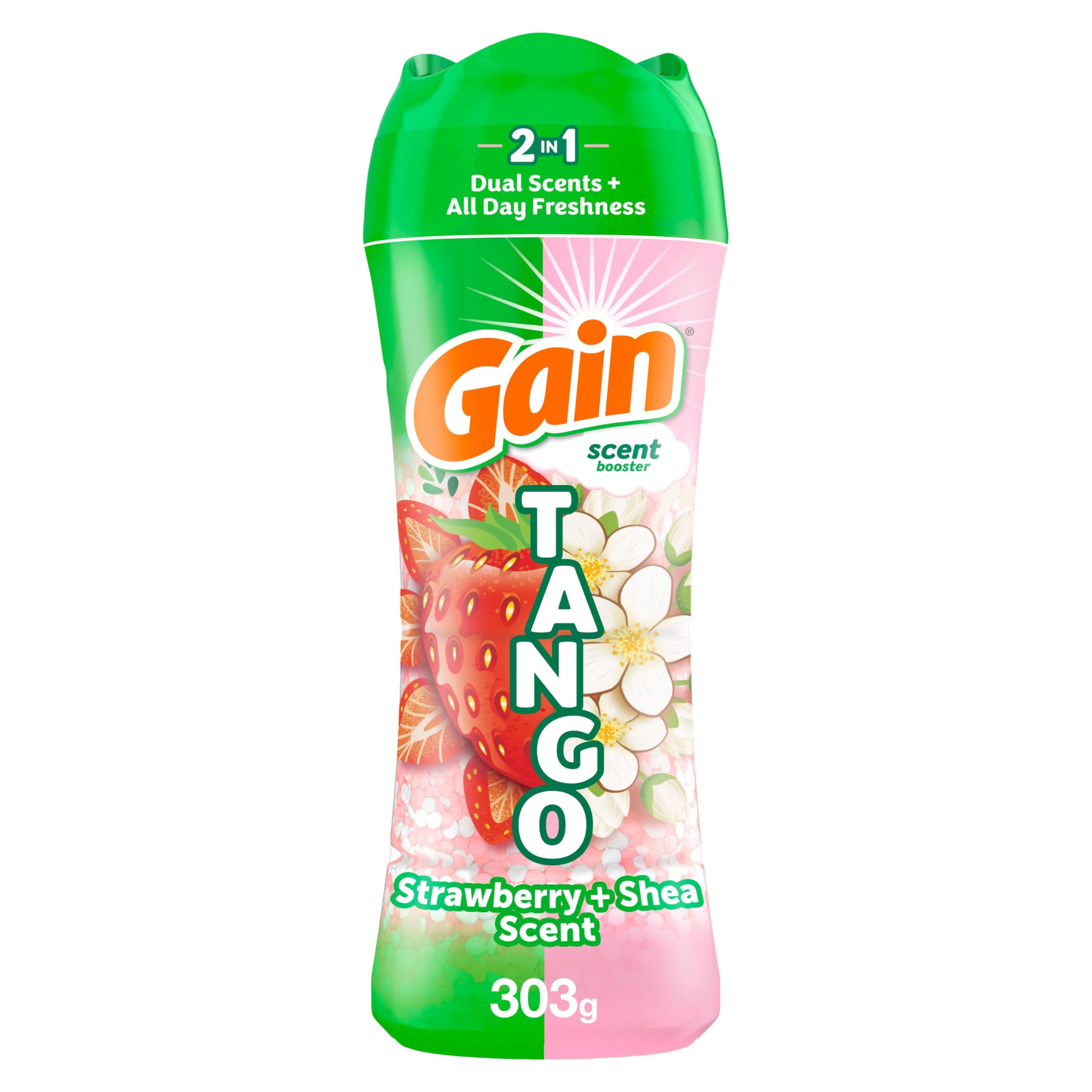 Gain Tango 2-in-1 Laundry Scent Booster Beads, Strawberry and Shea Scent, Laundry Beads with Dual Scents Plus All Day Freshness, 303 Grams