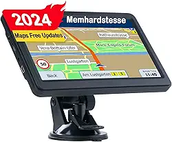 Navegador GPS de caminhão de 17 cm, mapa de 2024 com atualizações vitalícias gratuitas, assistência de faixa, avisos de limite de velocidade