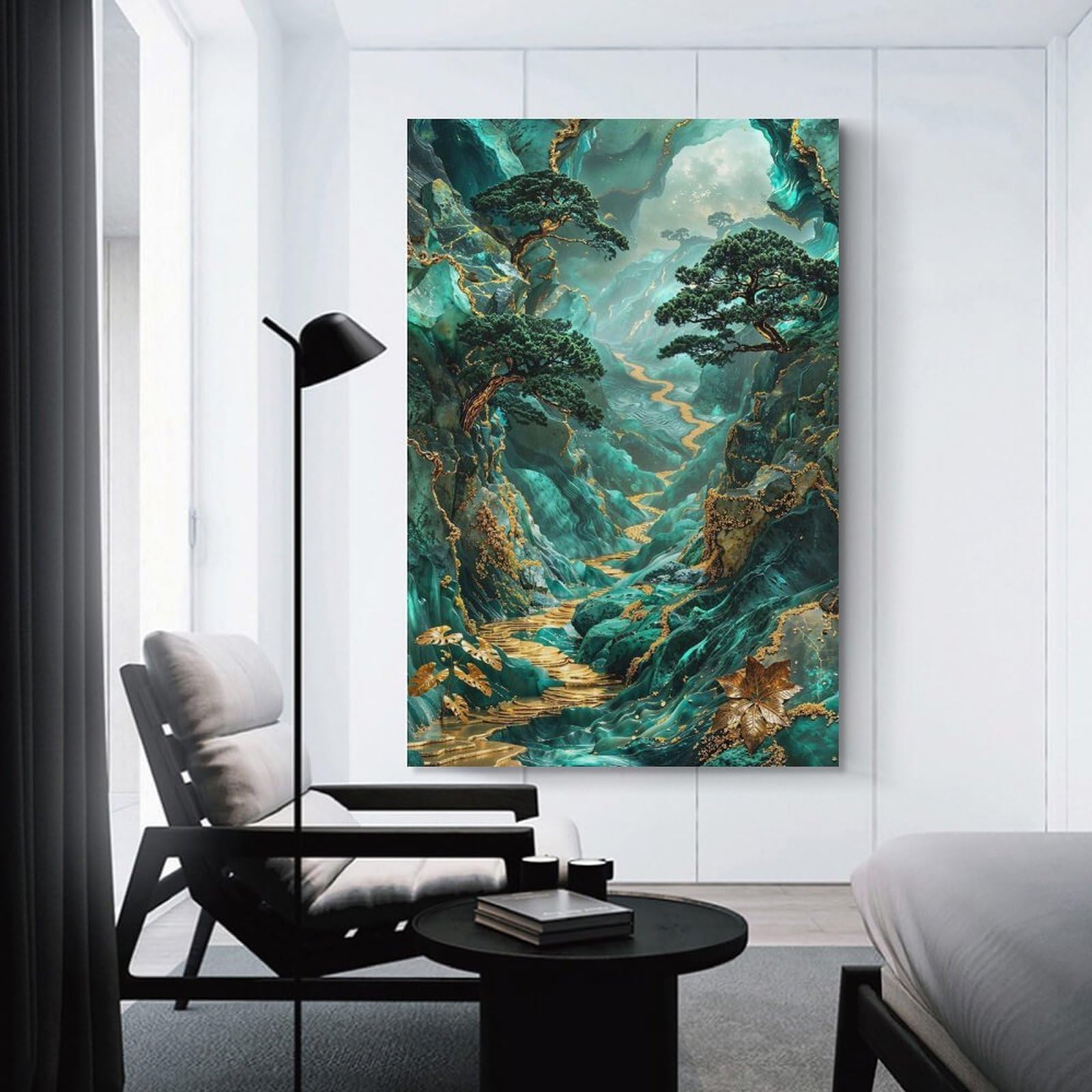 Junmoney Golden Jungle Path Wall Art Print 12x18inch(30x45cm), for Gallery Wall Layouts in Home Or Office, An Easy Match for Collected Prints