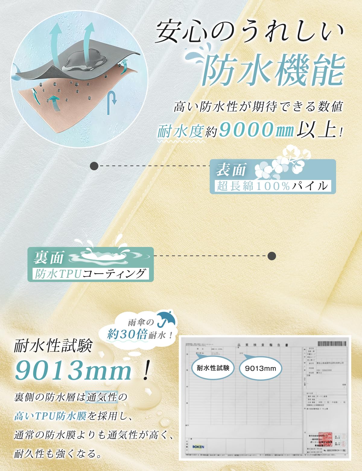 防水シーツ シングル おねしょシーツ 綿100％ 介護用シーツ 大人用 ふわふわパイル地 肌に優しい 吸湿通気 速乾 抗菌防臭 防ダニ 寝汗対策 (耐水検査合格) オールシーズン 洗替えに便利 四隅ゴム付 丸洗い可能 赤ちゃん ベビー 高齢者 ペット用防水パッド 御寝しょ 防水シート 介護用品 多用途 100×205cm イエロー - 4