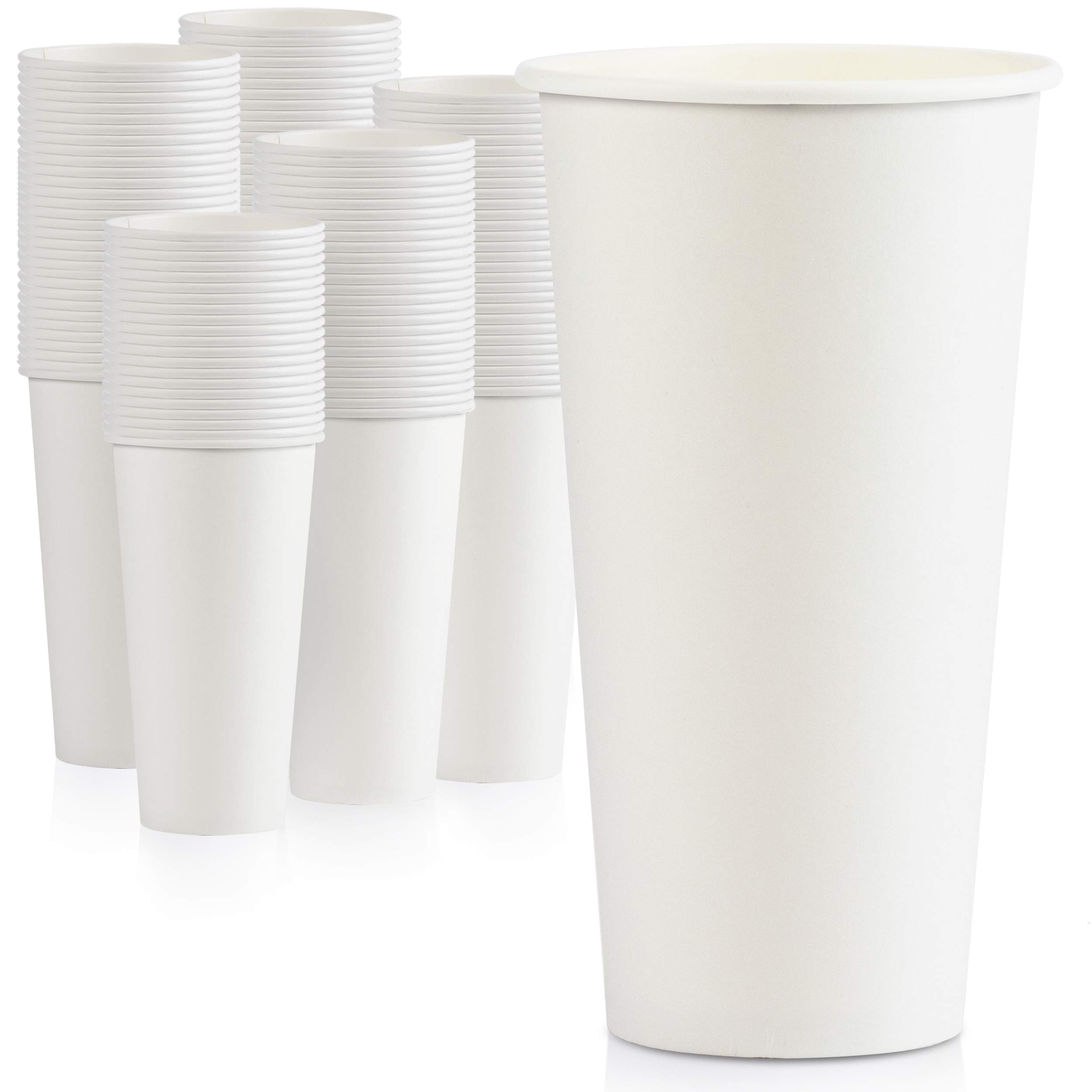 Fit Meal Prep500 Pack 20 oz Disposable Paper Coffee Cups, Premium White Hot Cups for Hot/Cold Beverage, Durable Thickened Paper Cup Bulk for Party, Office, Bussines, Home, Bistros, Events
