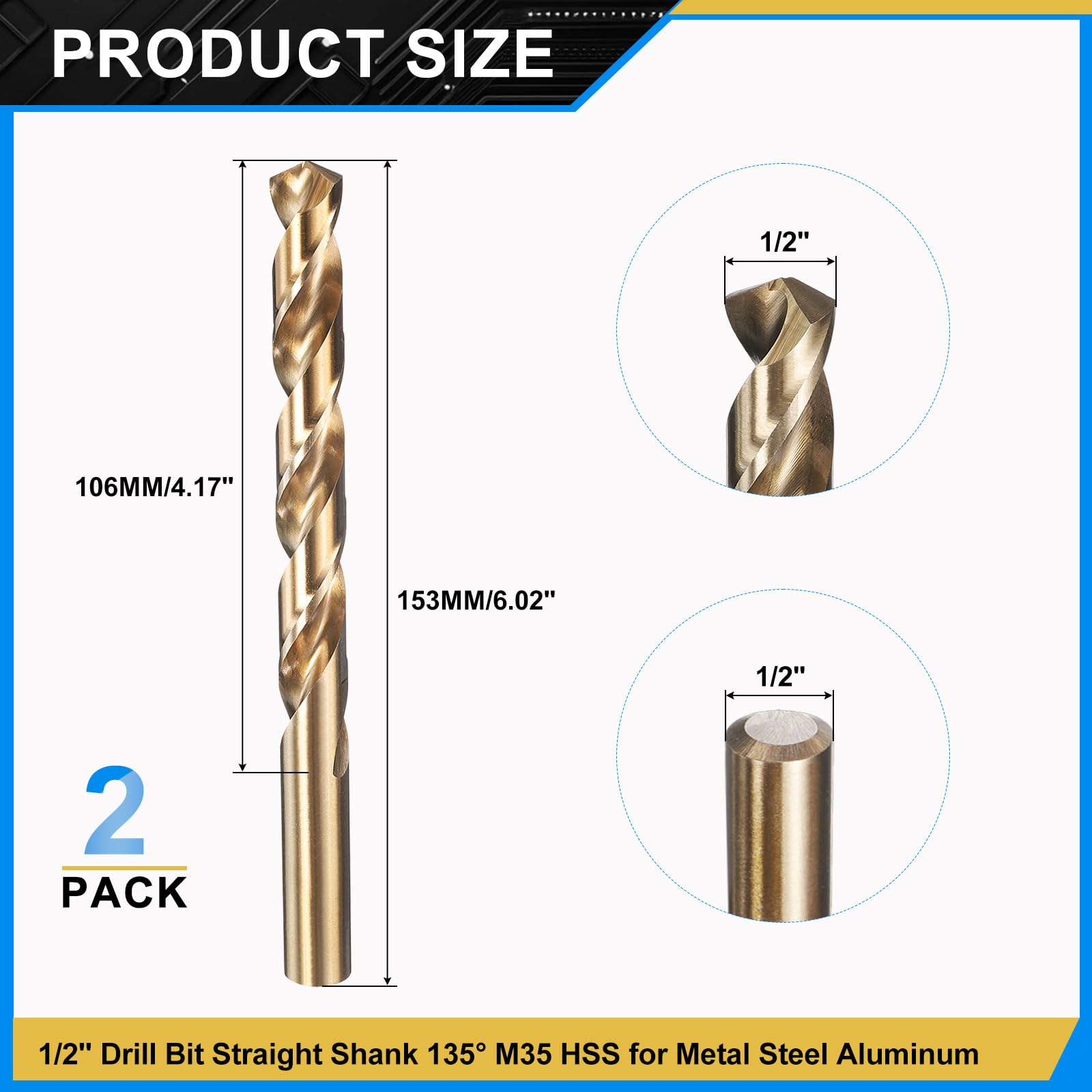 PATIKIL 12.7mm Drill Bit 1/2" - Image 2