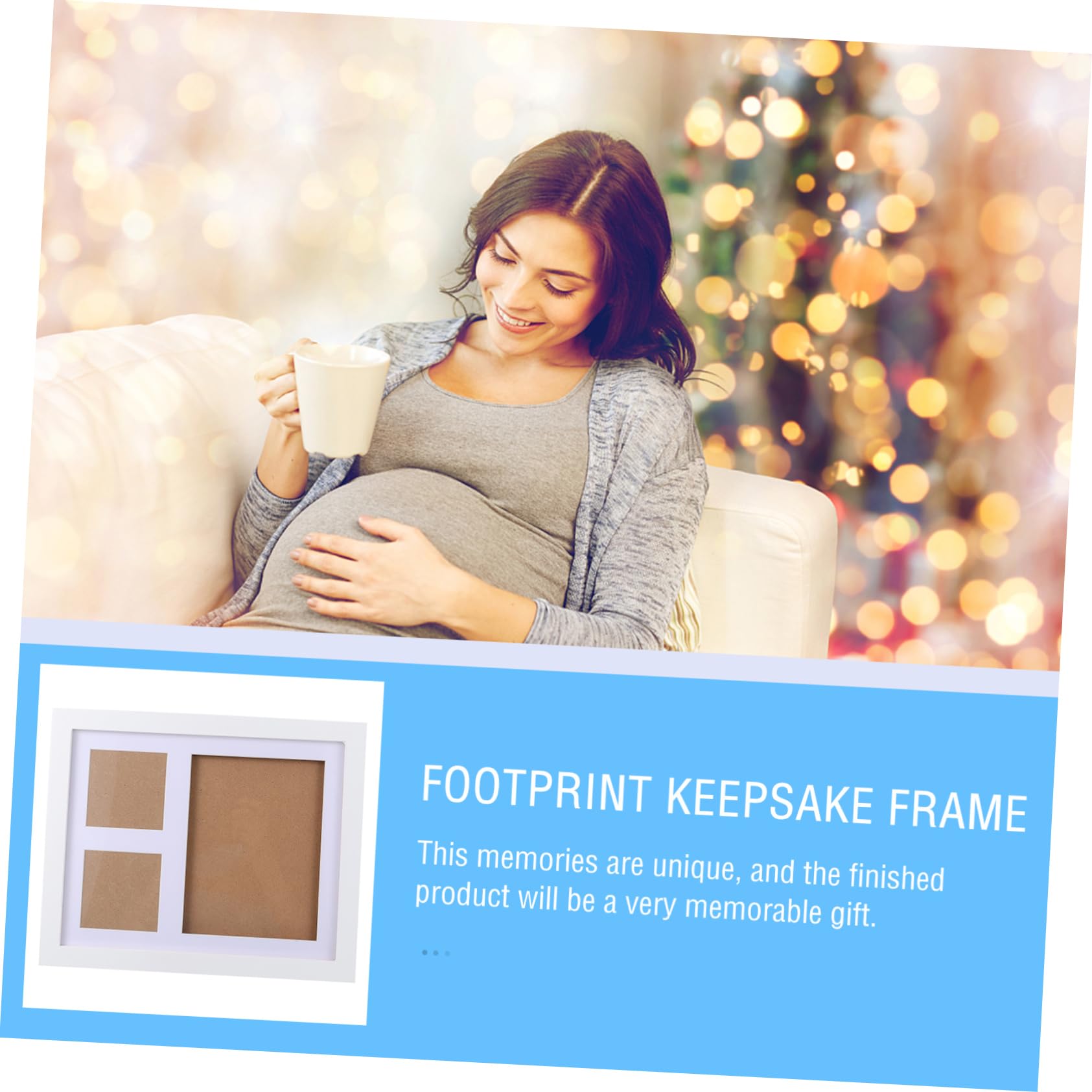 Kit Souvenir D'empreintes de Bébé, Cadre Photo Blanc en Bois et Argile