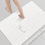 OTHWAY Grand tapis de bain en pierre, 32"x 20" Tapis de bain de terre diatomées pour salle de bains séchage rapide Absorbant, longue couche de douche en pierre dure diatomite (Gris foncé)