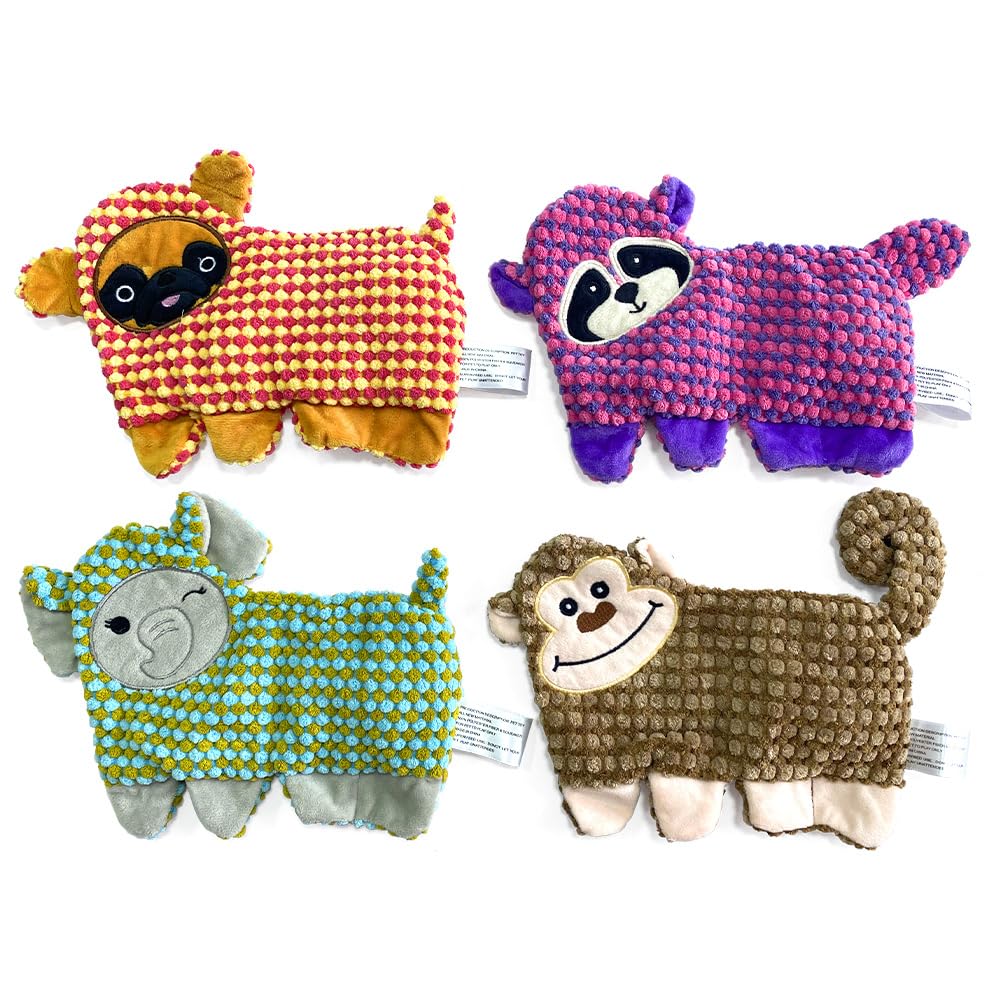 AZSSMUK Cute No Stuffing Dog Toy for Small, Medium Breeds, Fun for Indoor Puppies with Soft Squeaker and Crinkle Paper, No Mess Chew and Play (4 Pack)