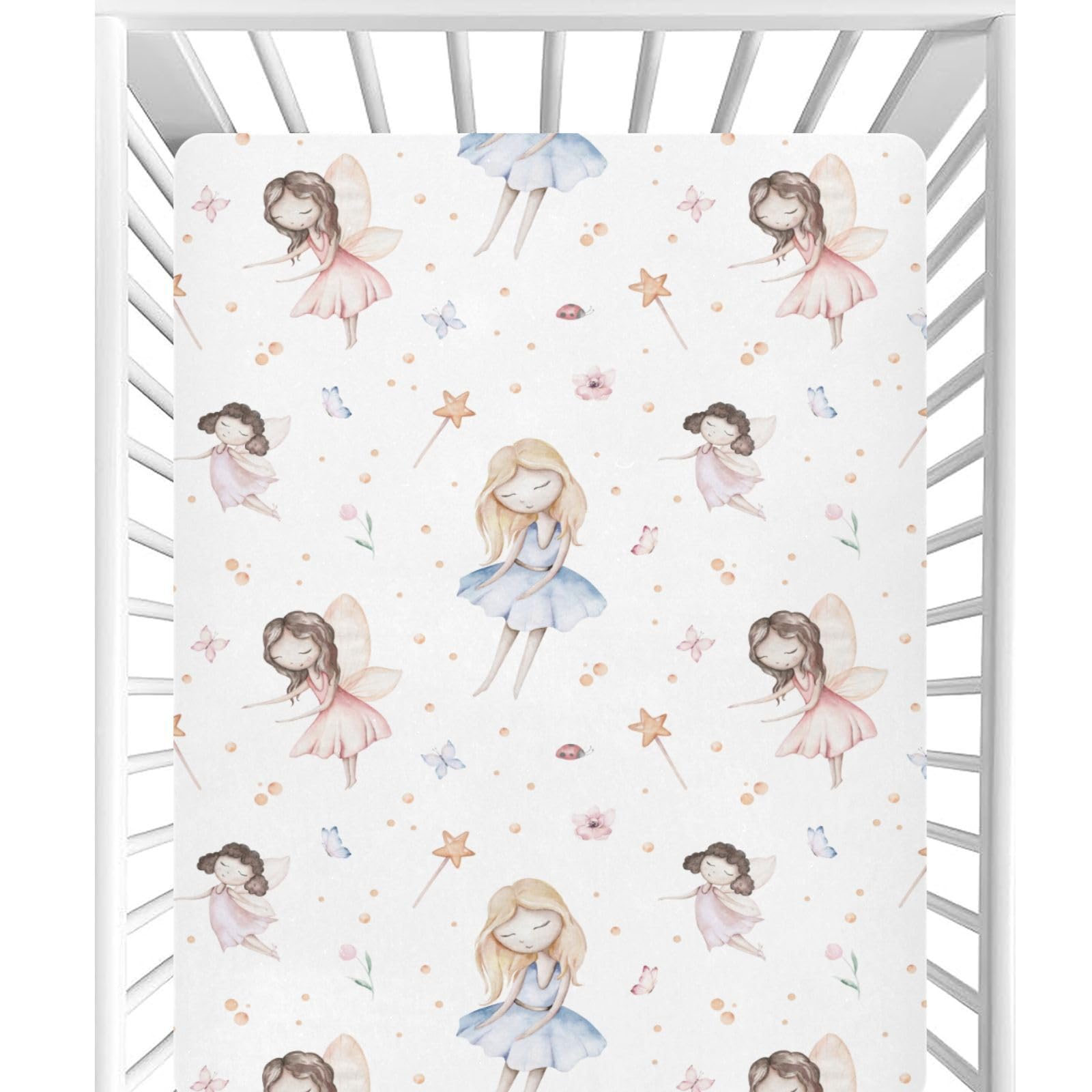 CaTaKu Fairytale Princess Baby Sheets for Girls &amp; Boys - Neutral Toddler Mini Crib Mattress Sheets, Fitted for Nursery Bed, 27"x 39"