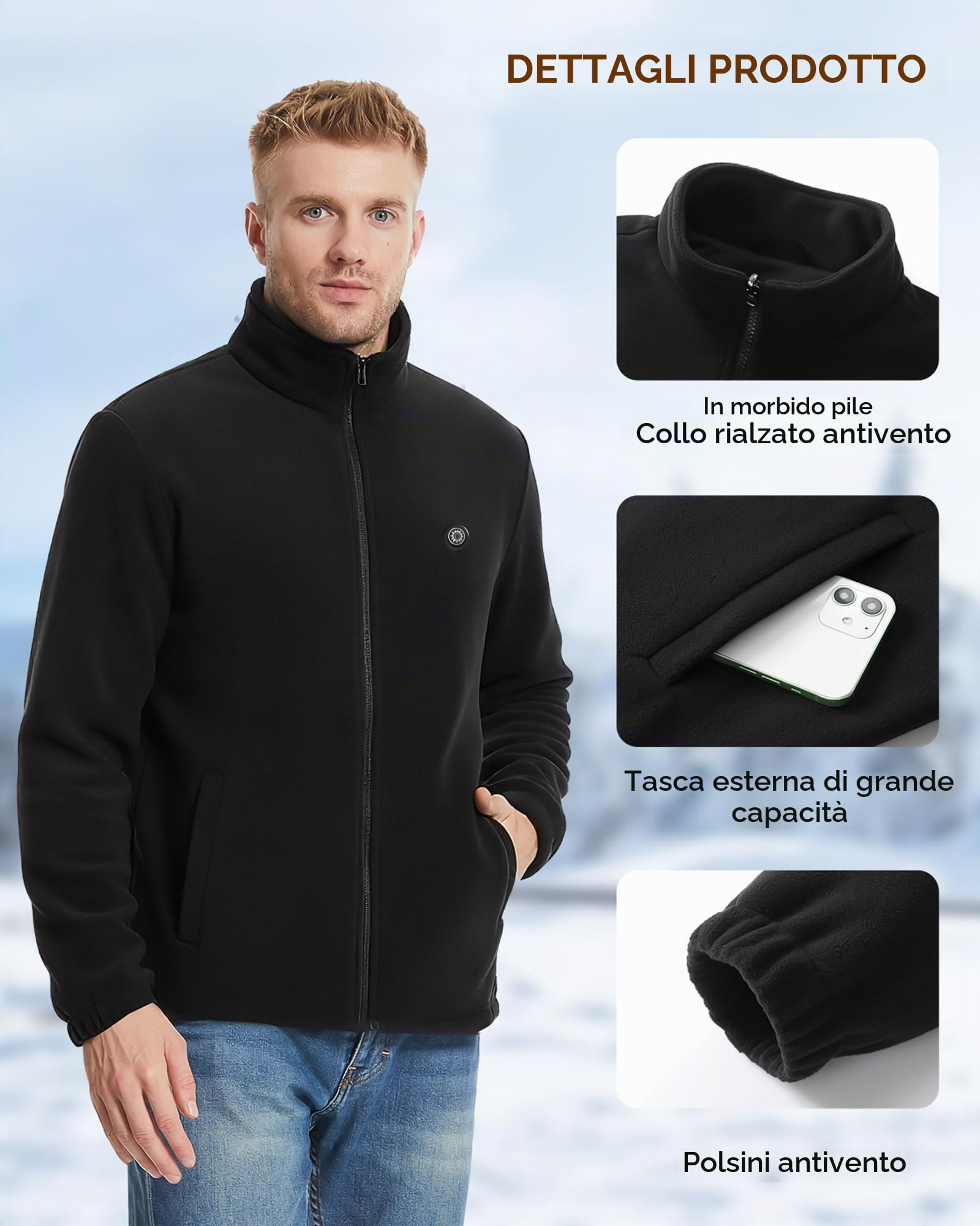 Giacca Riscaldata Uomo Donna,Gilet Riscaldato con Batteria,3 Livelli di Calore e 10 Zone di Riscaldamento Giubbotto Riscaldato Invernale Per Escursionismo, Lavoro, Sci, Pesca, Moto