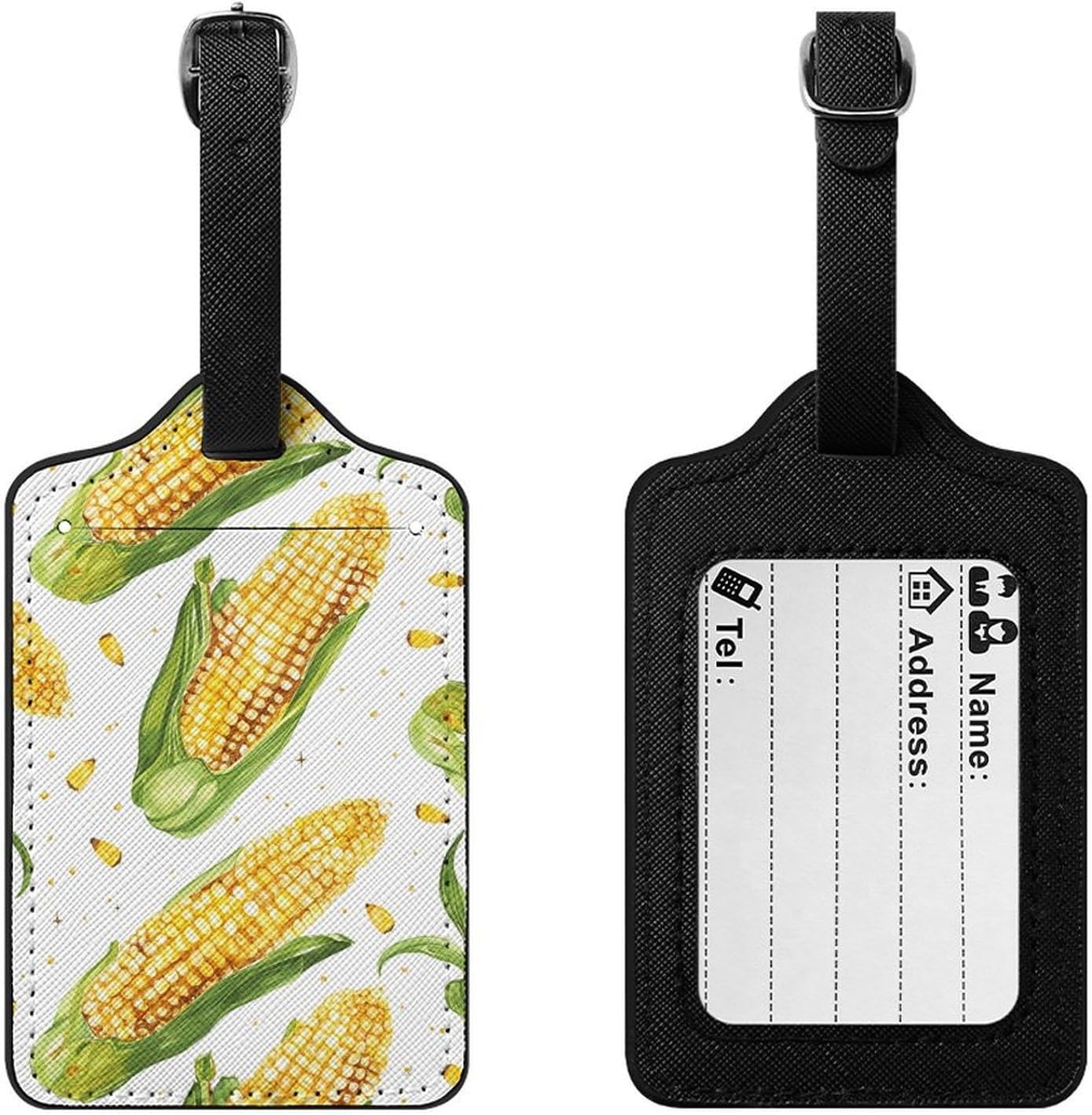 Luggage Tags for Suitcase with Name Id Card, Cartoon Corn Cob image 3