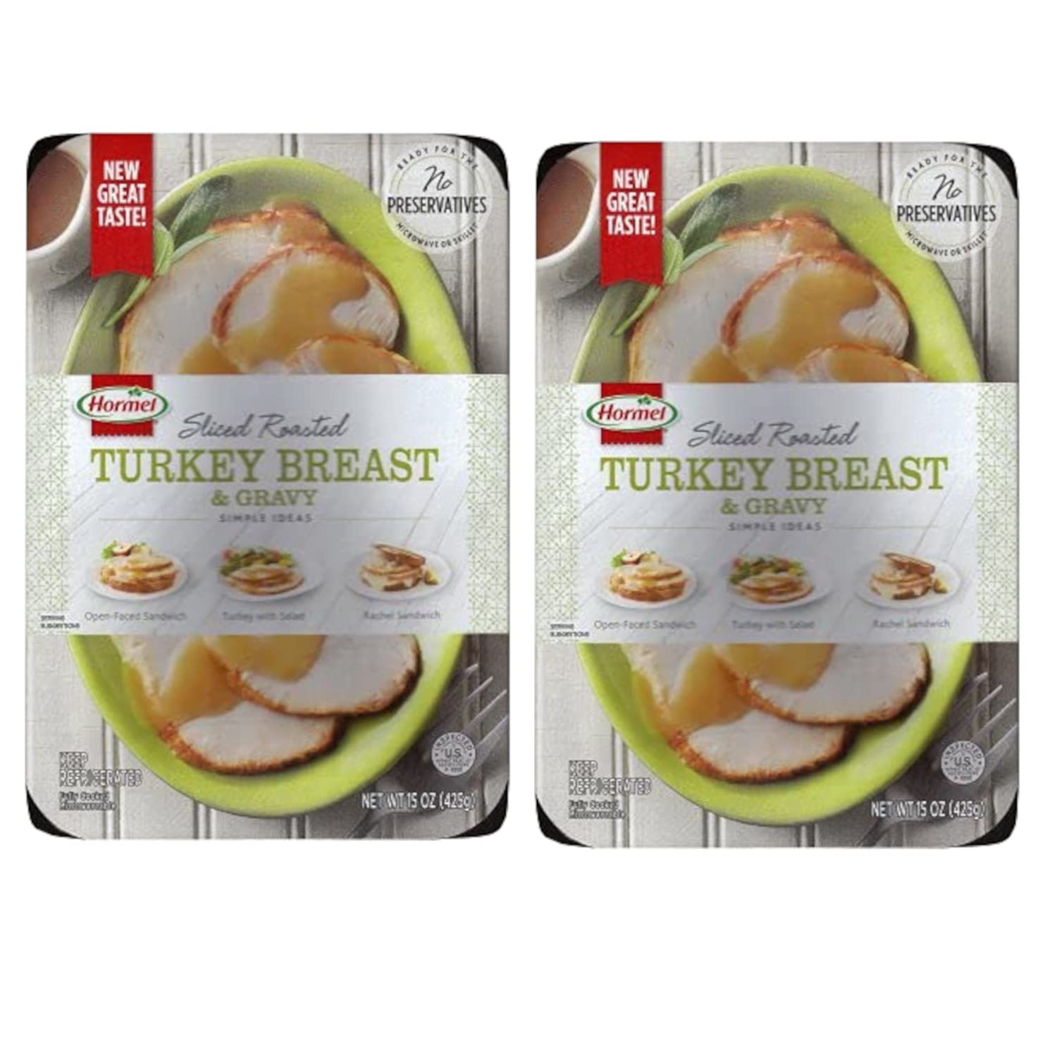 Hormel Sliced Roasted Turkey Breast & Gravy Gourmet 2 Pack, 15 oz Fine Deli Meat for Lunch