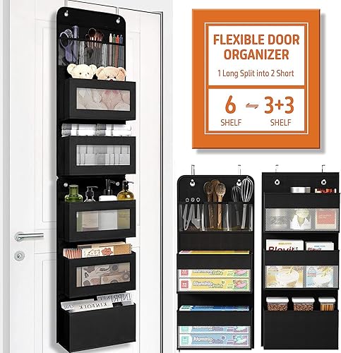 Organizador colgante de 6 estantes para colgar sobre la puerta, almacenamiento de montaje en pared para dormitorio, organizador de puerta con
